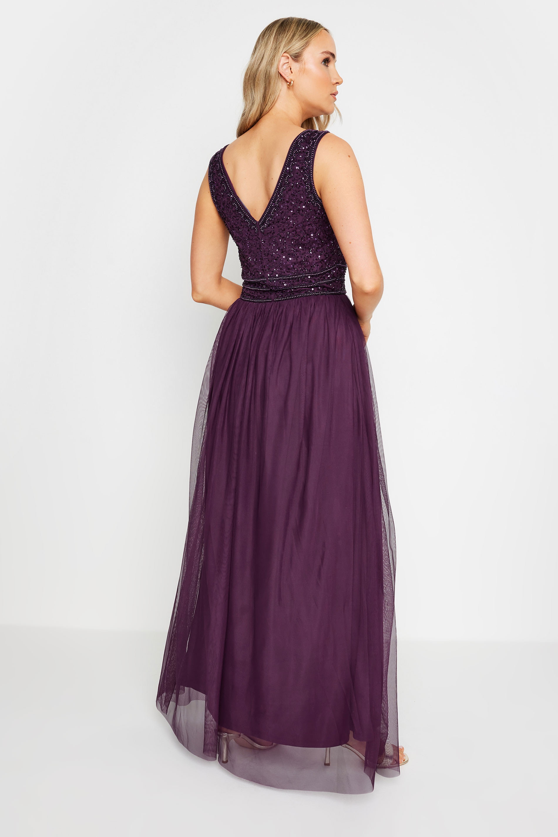 LTS Tall Women's Purple Sequin Hand Embellished Maxi Dress | Long Tall Sally 2