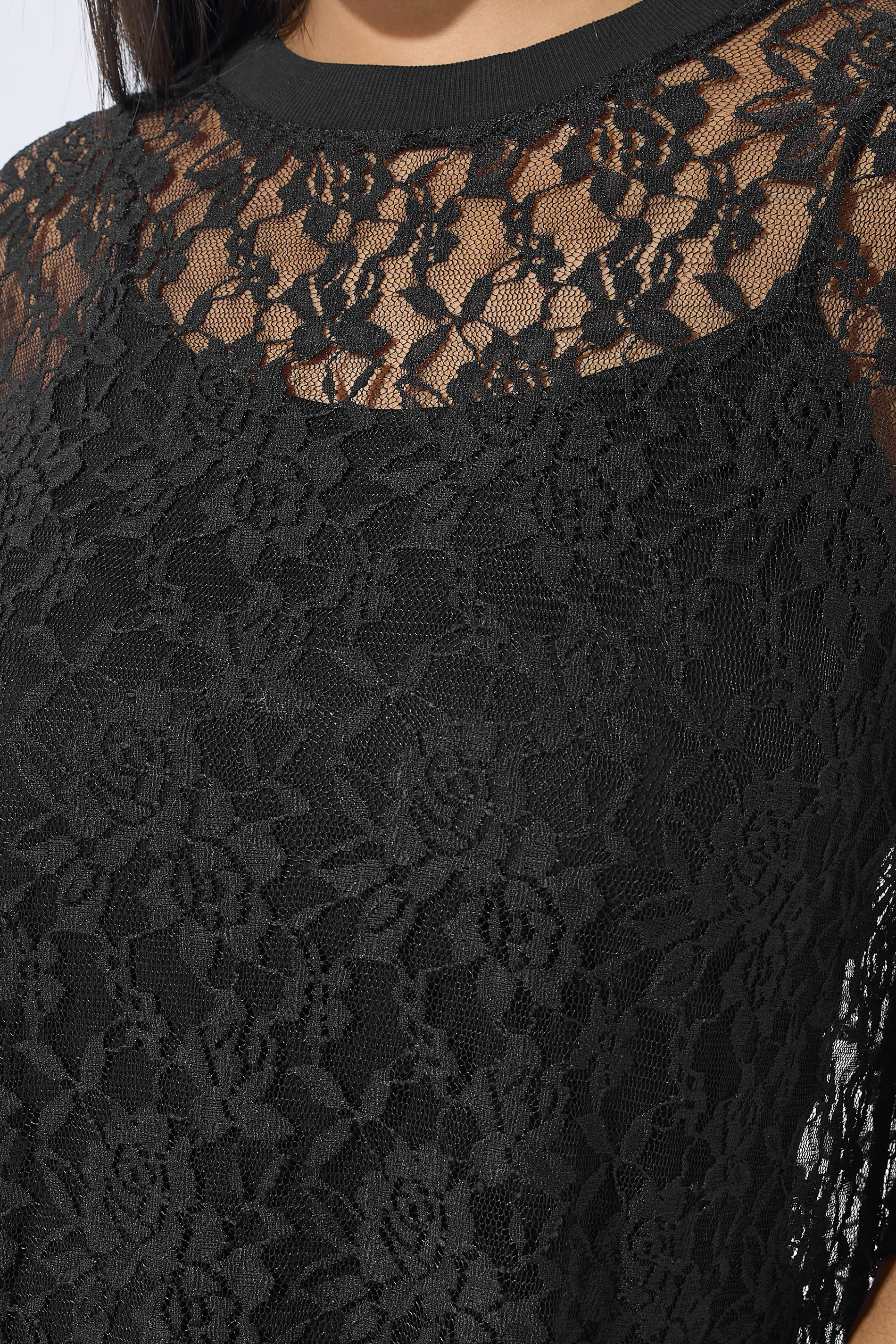 LIMITED COLLECTION Plus Size Black Lace T-Shirt | Yours Clothing 4
