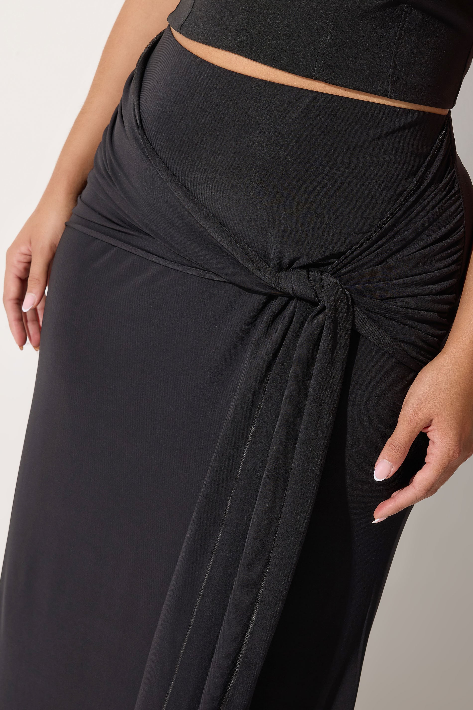 LIMITED COLLECTION Plus Size Black Tie Maxi Skirt | Yours Clothing 6