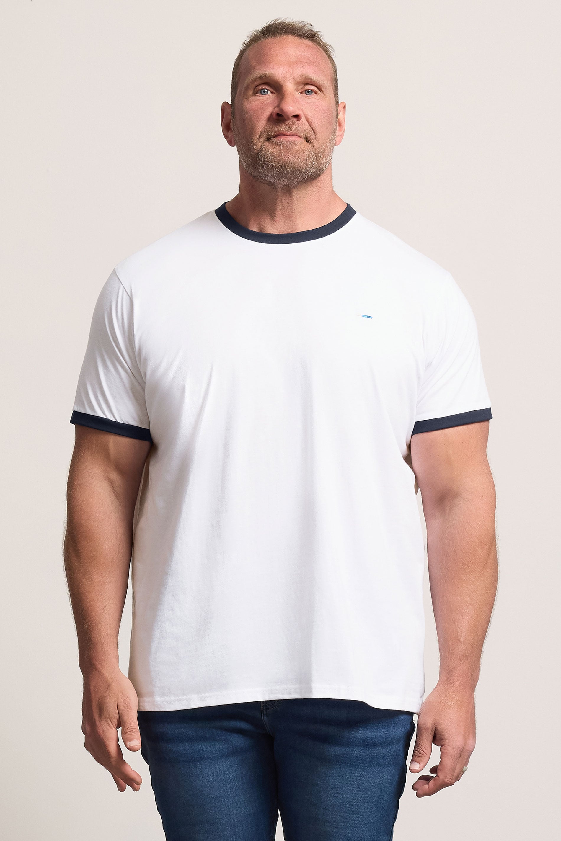 BadRhino Big & Tall White Ringer T-Shirt | BadRhino 3