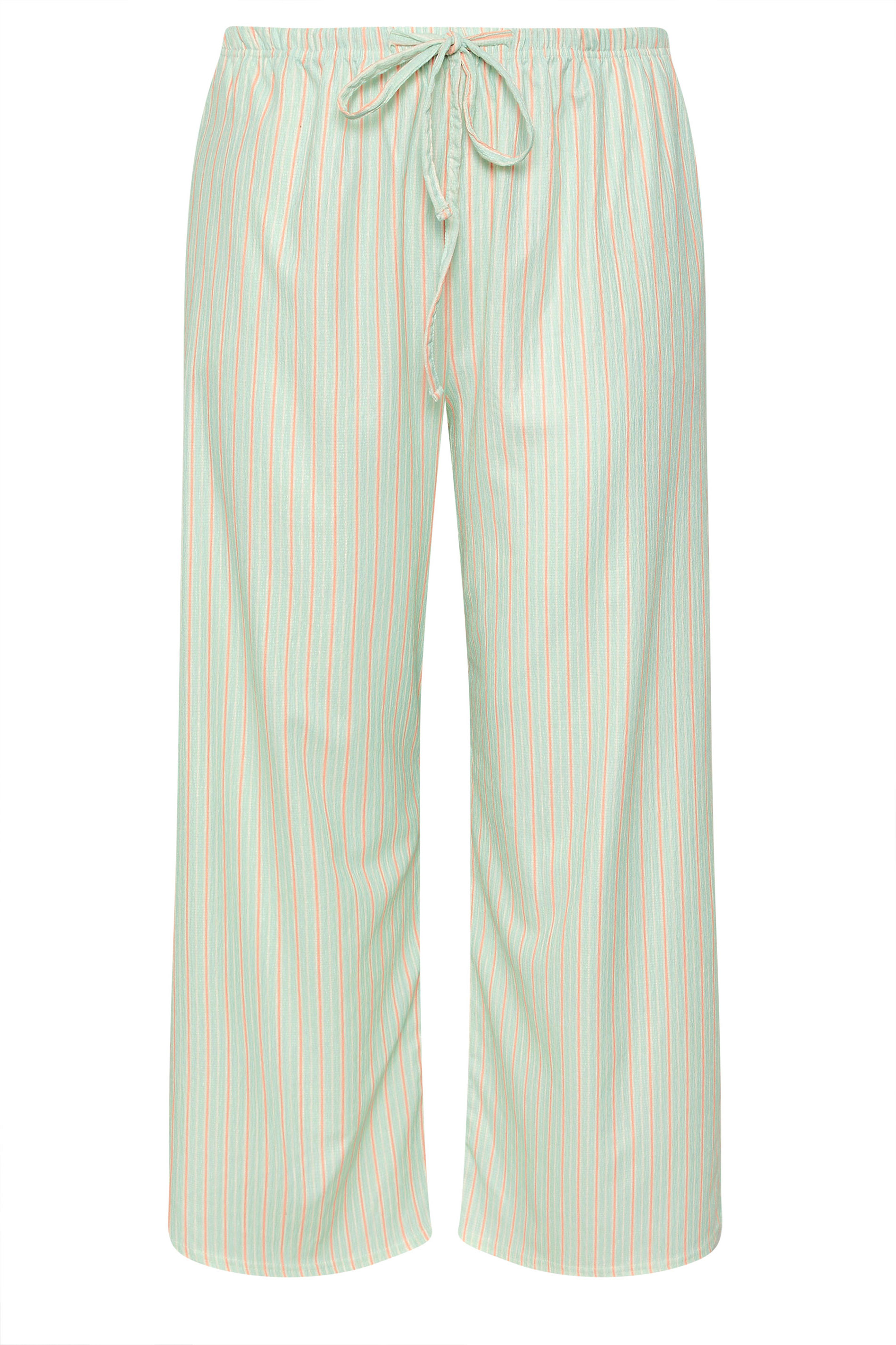 LIMITED COLLECTION Plus Size Mint Green & Pink Stripe Wide Leg Trousers | Yours Clothing 5