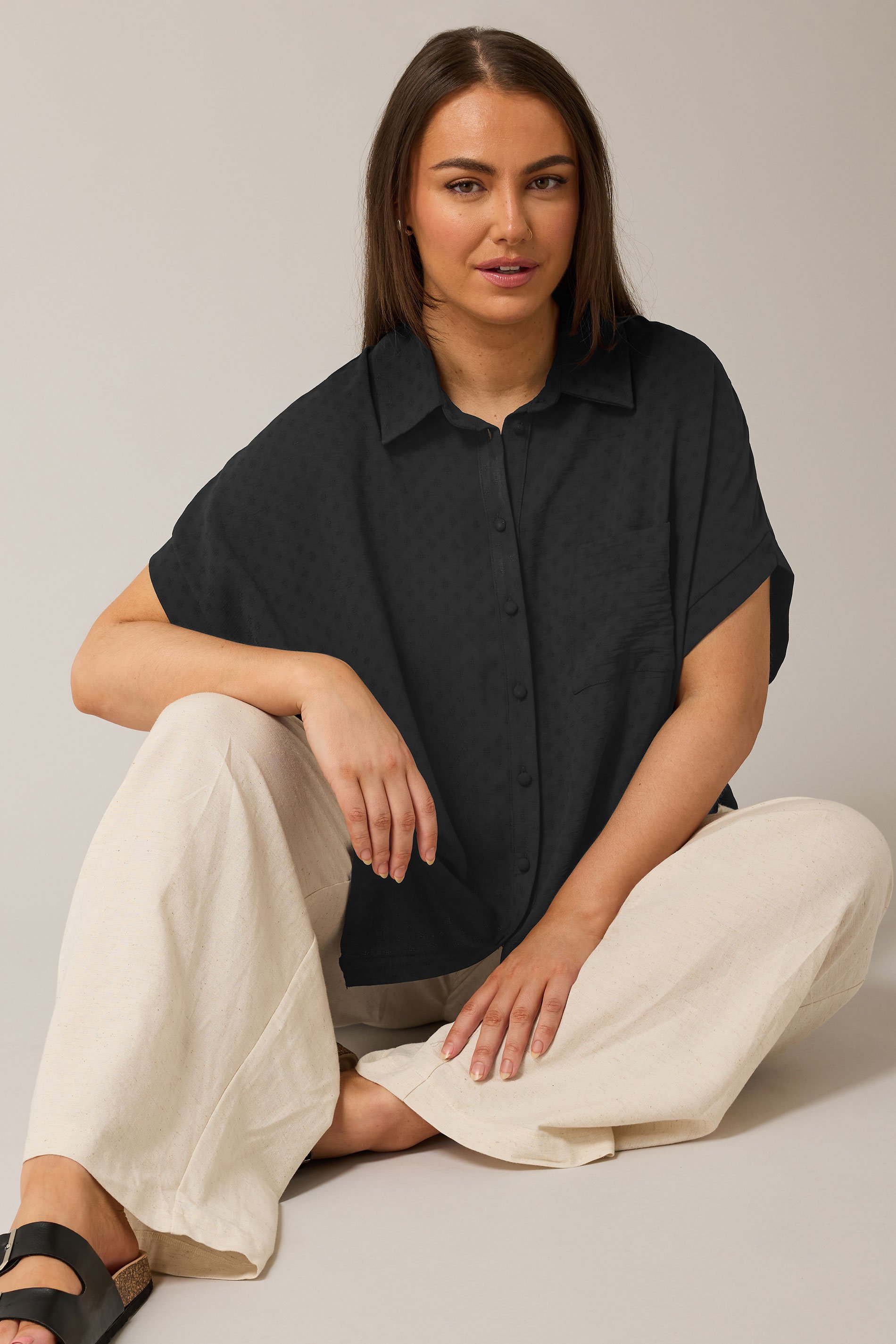 EVANS Plus Size Black Grown On Sleeve Blouse | Evans 4