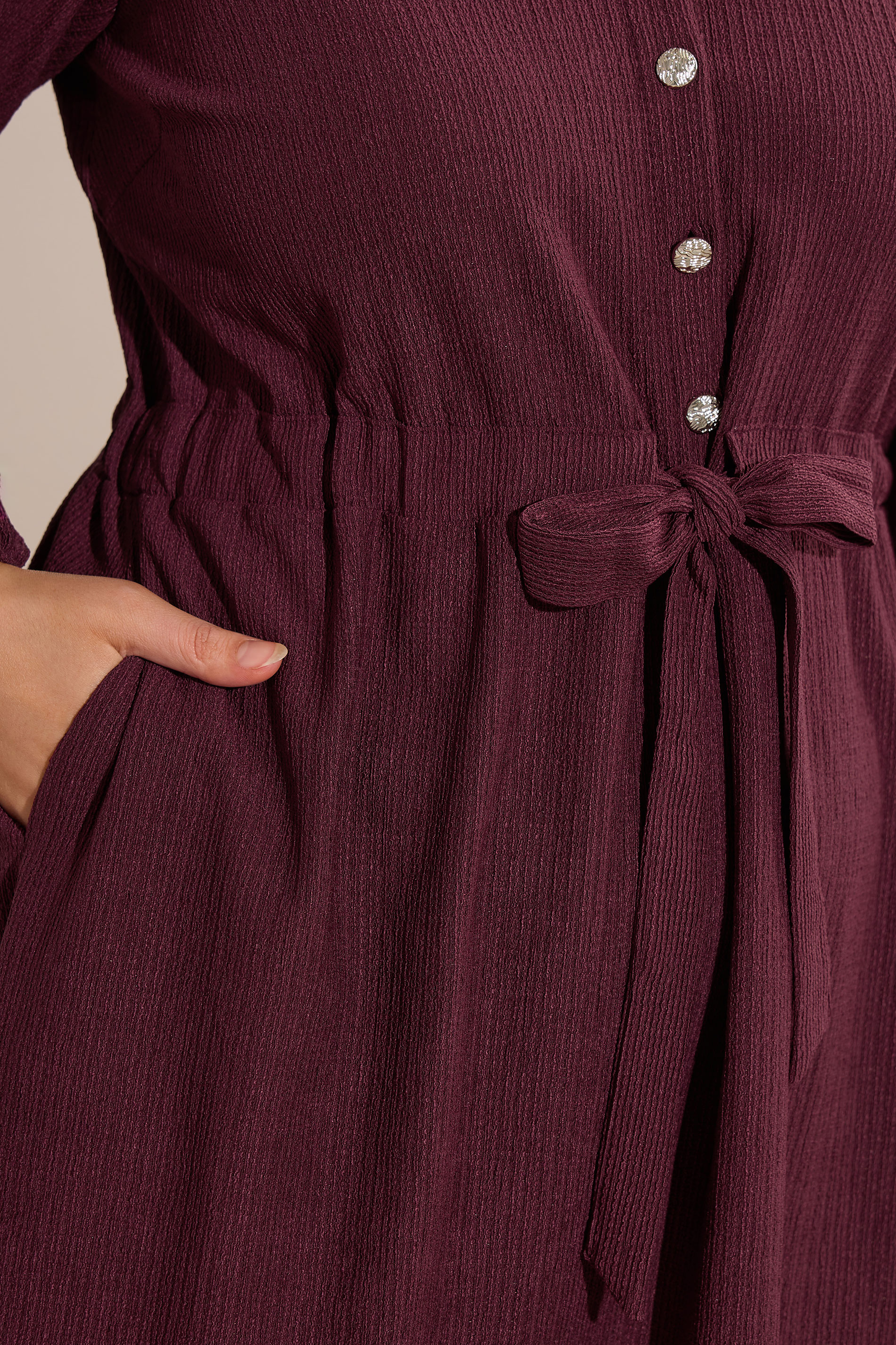 EVANS Plus Size Burgundy Red Belted Shirt Dress | Evans 5