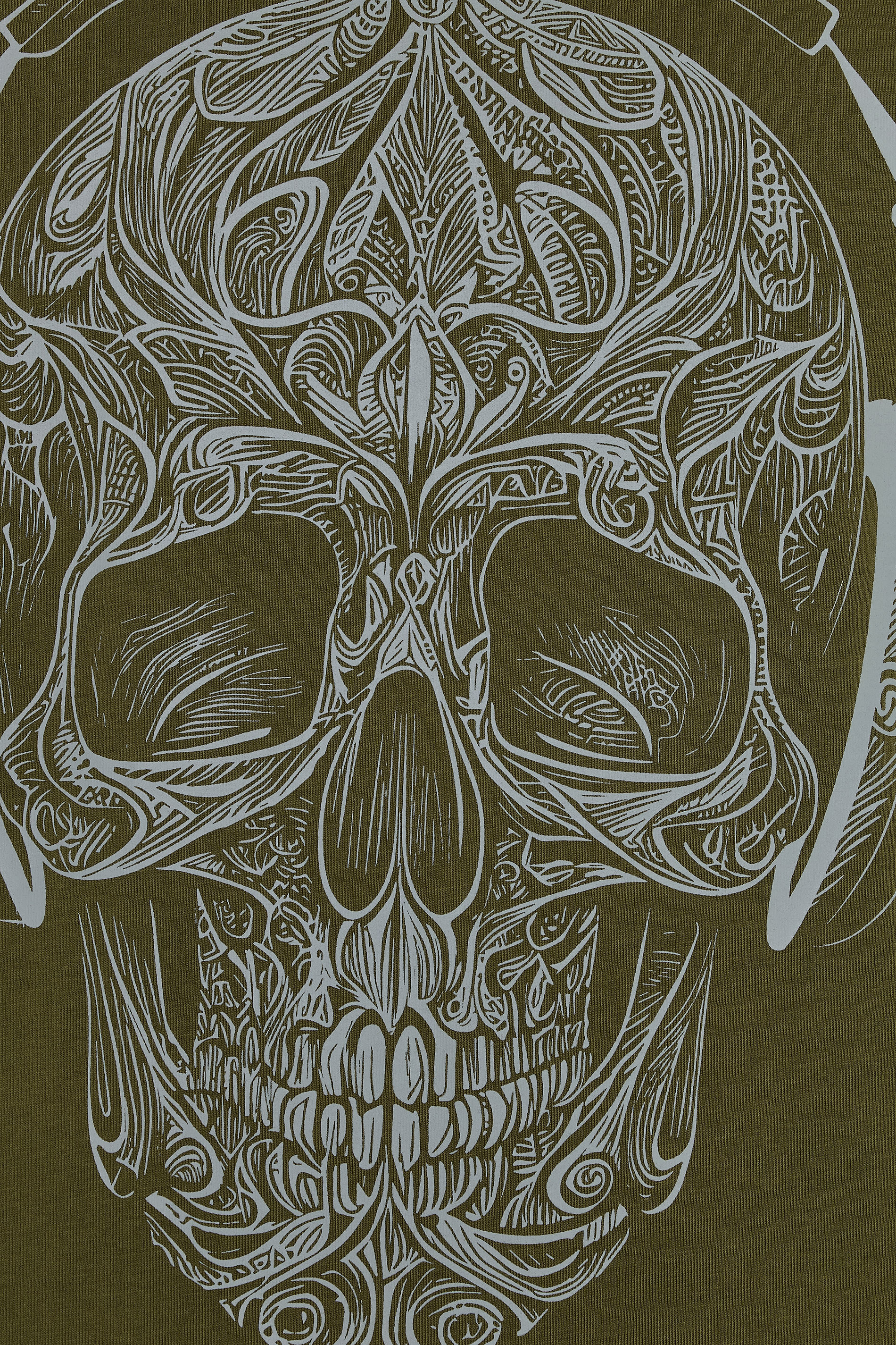 KAM Big & Tall Dark Olive Skull Print T-Shirt | BadRhino 3