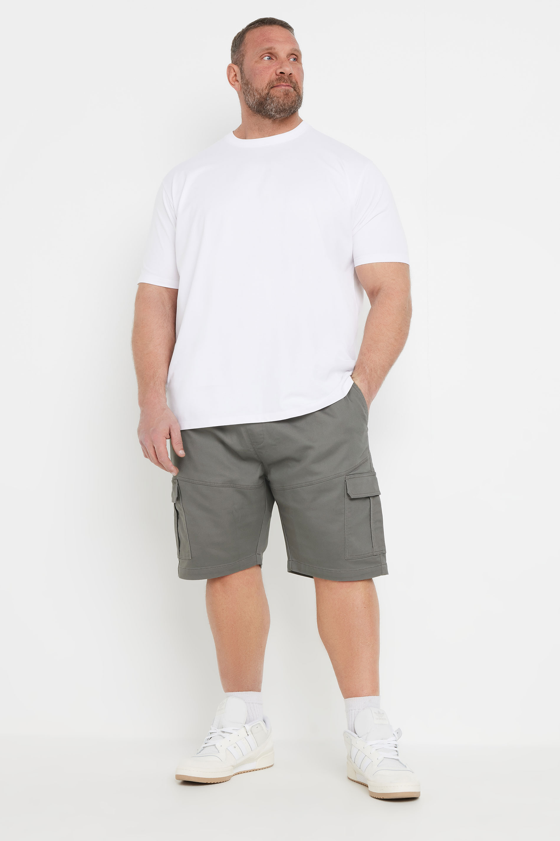 BadRhino Big & Tall Charcoal Grey Elasticated Waist Stretch Cargo Shorts | BadRhino 1