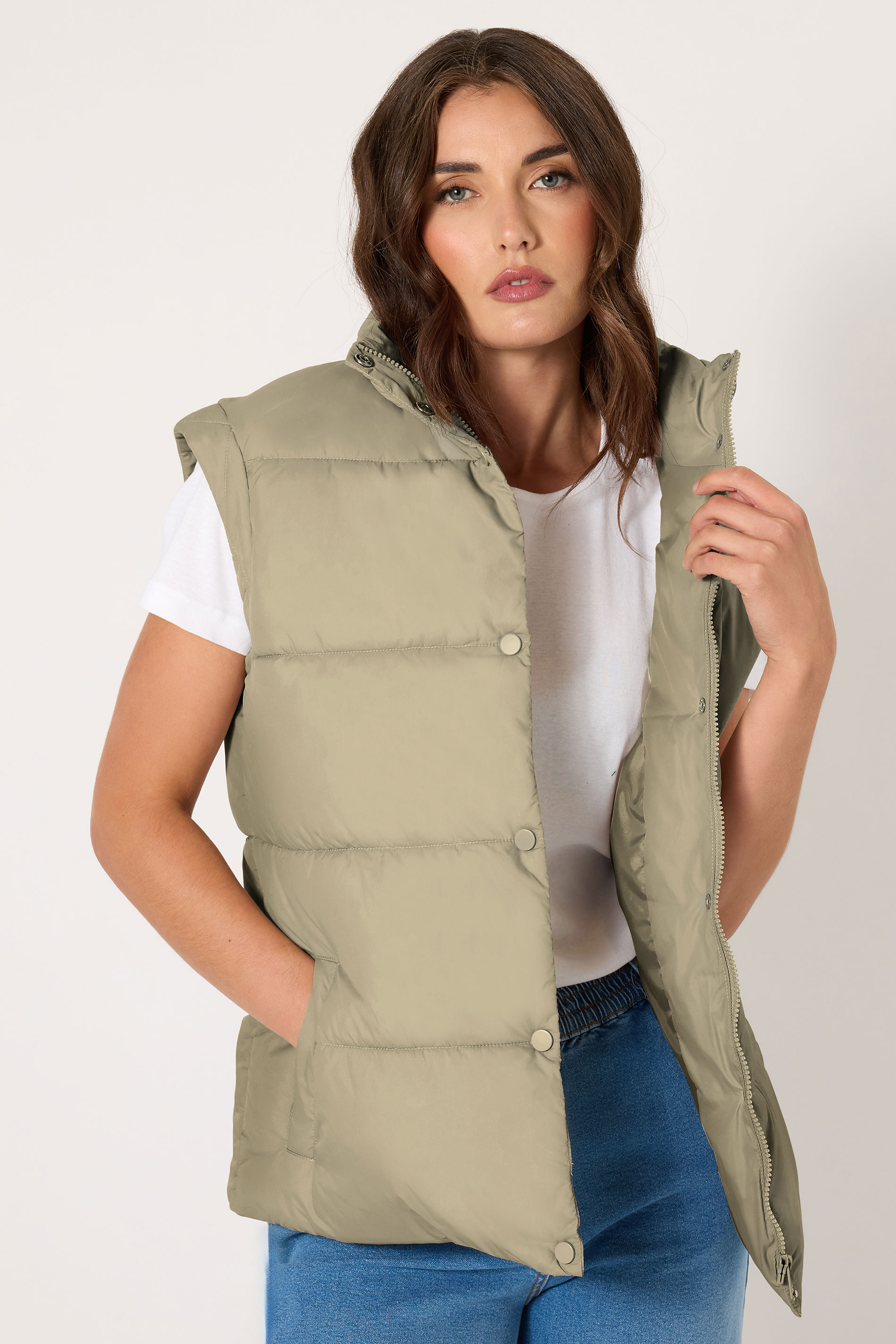 LTS Tall Women's Natural Brown Padded Gilet | Long Tall Sally 3