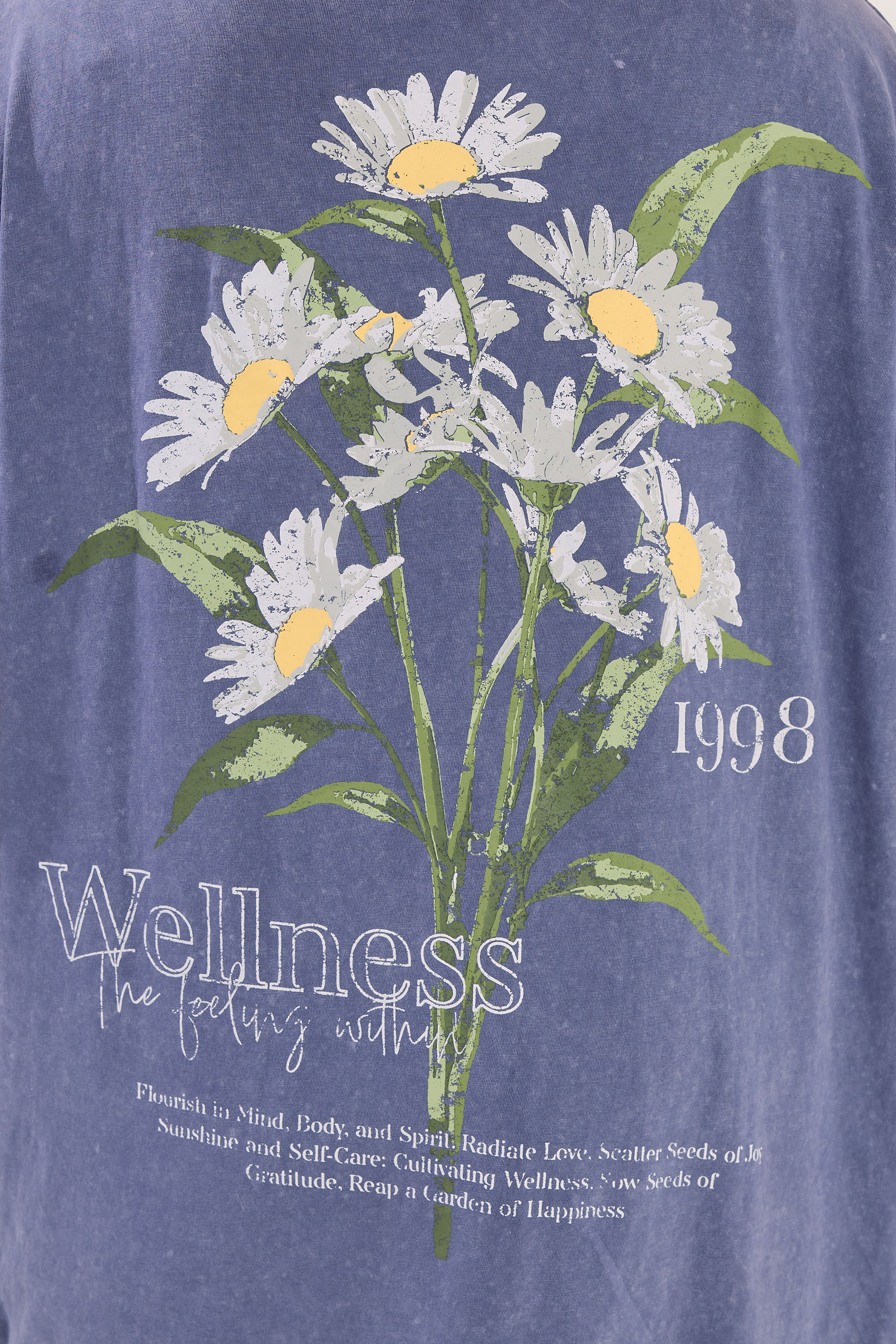 YOURS Plus Size Blue 'Wellness' Daisy Back Print T-Shirt | Yours Clothing 5