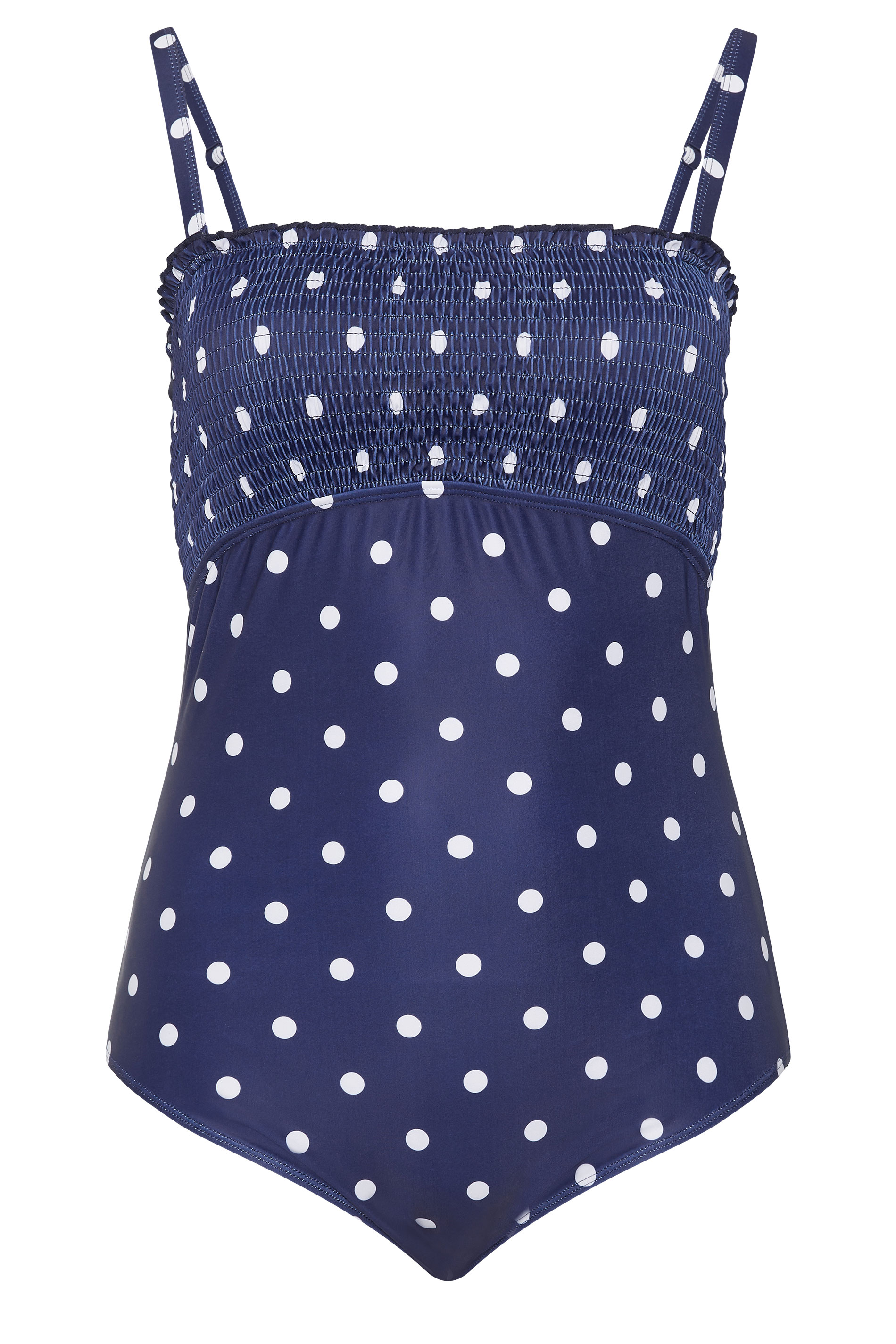YOURS Plus Size Navy Blue Polka Dot Shirred Swimsuit | Yours Clothing 7
