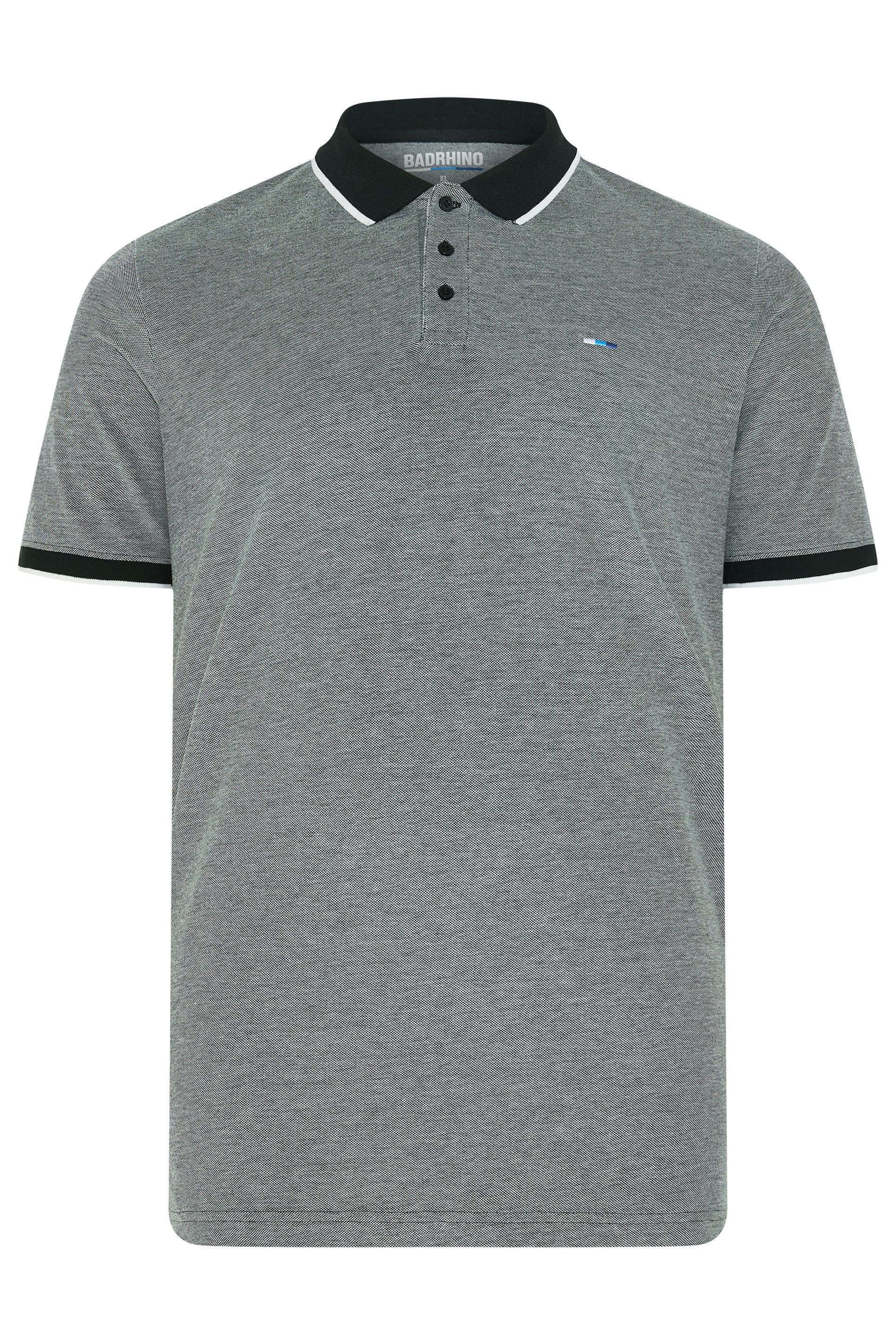 BadRhino Big & Tall Grey & Black Tipped Polo Shirt | BadRhino 5