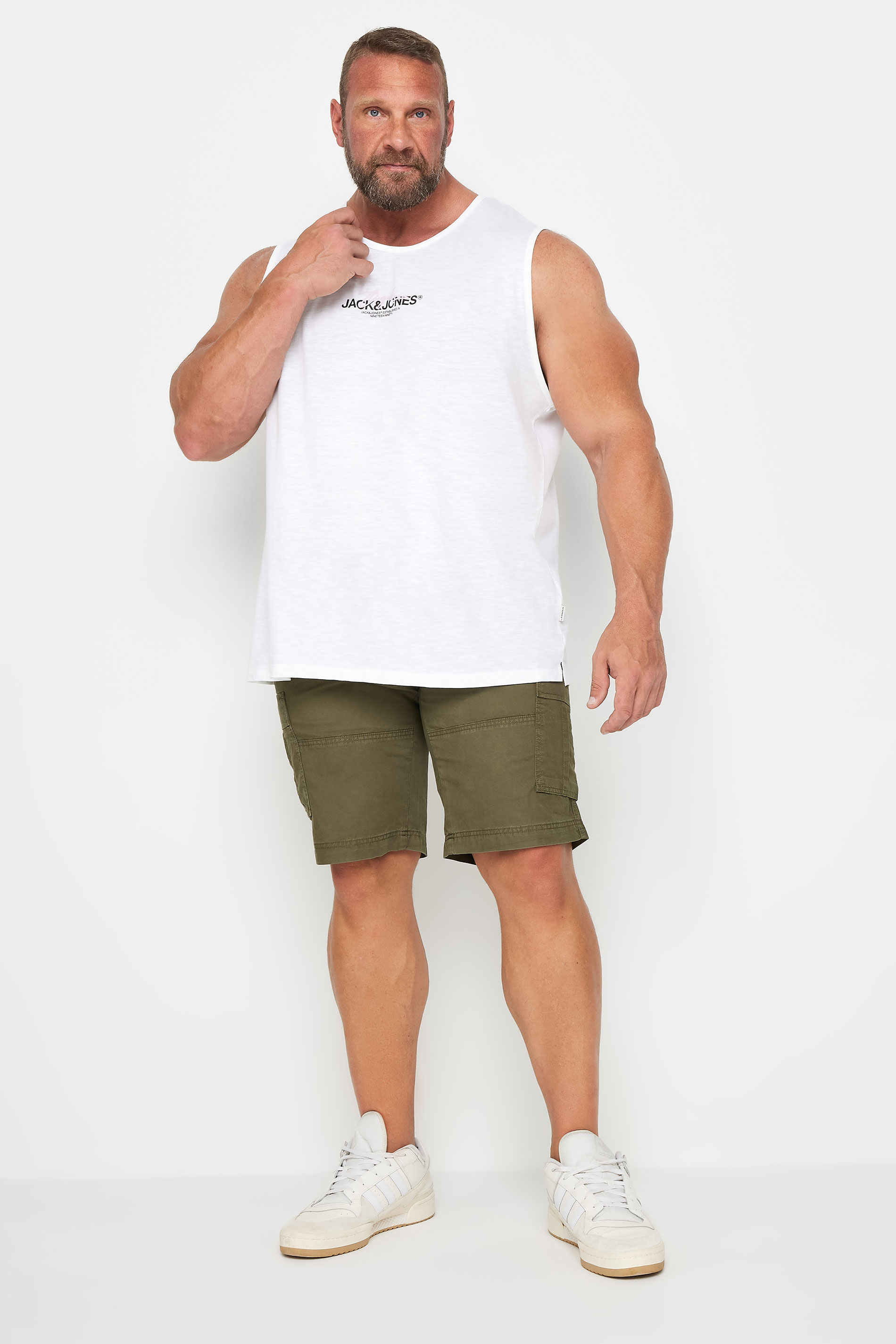 JACK & JONES Big & Tall Olive Green Cargo Shorts 1