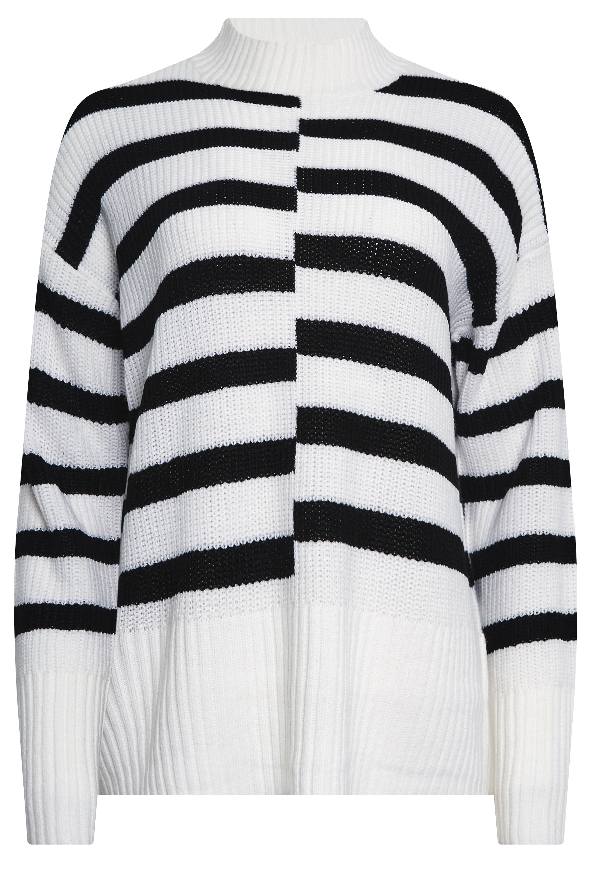 M&Co White & Black Contrast Stripe Turtle Neck Jumper | M&Co 7