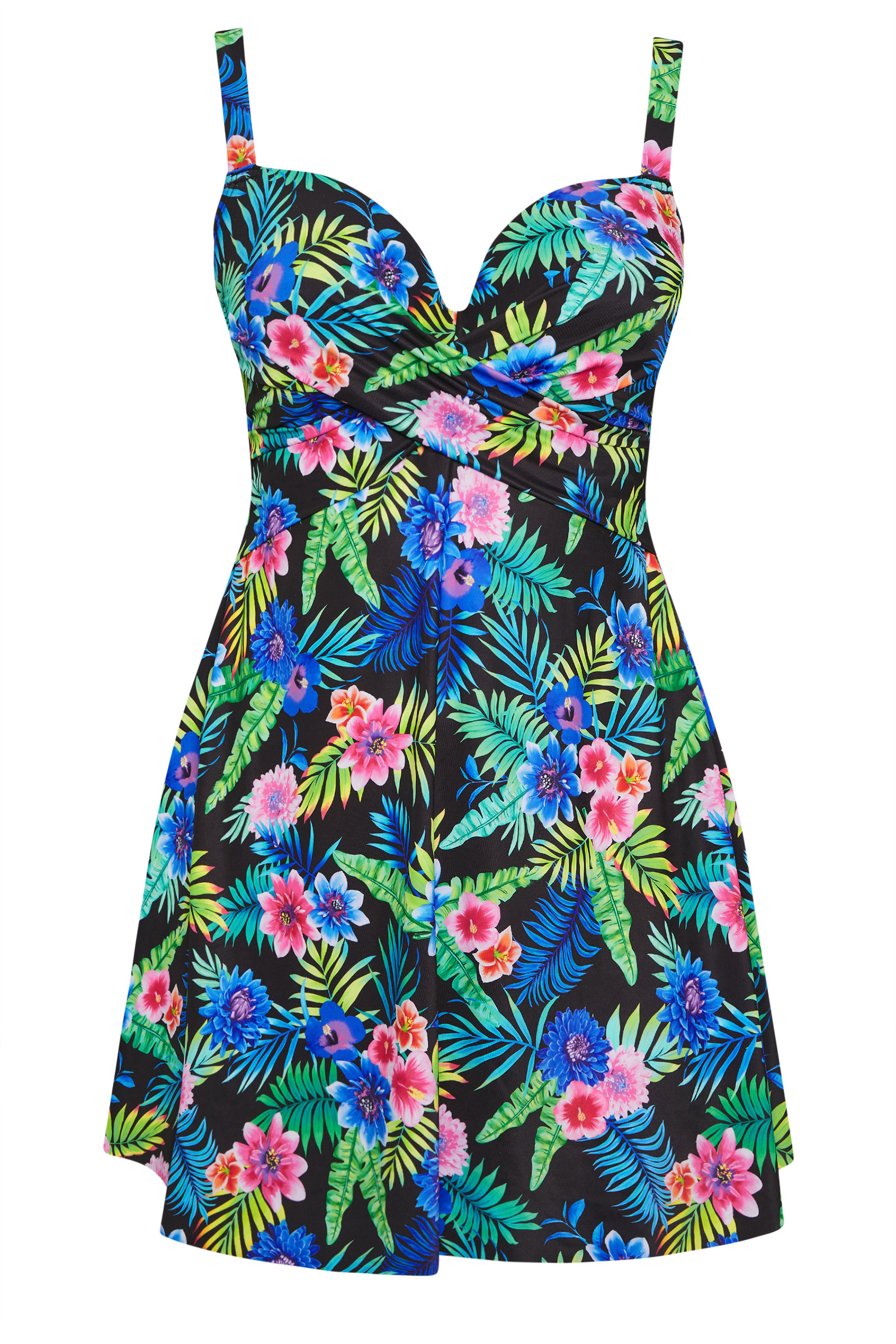 YOURS Plus Size Black Tropical Print Premium Underwired Tankini Top | Yours Clothing 9