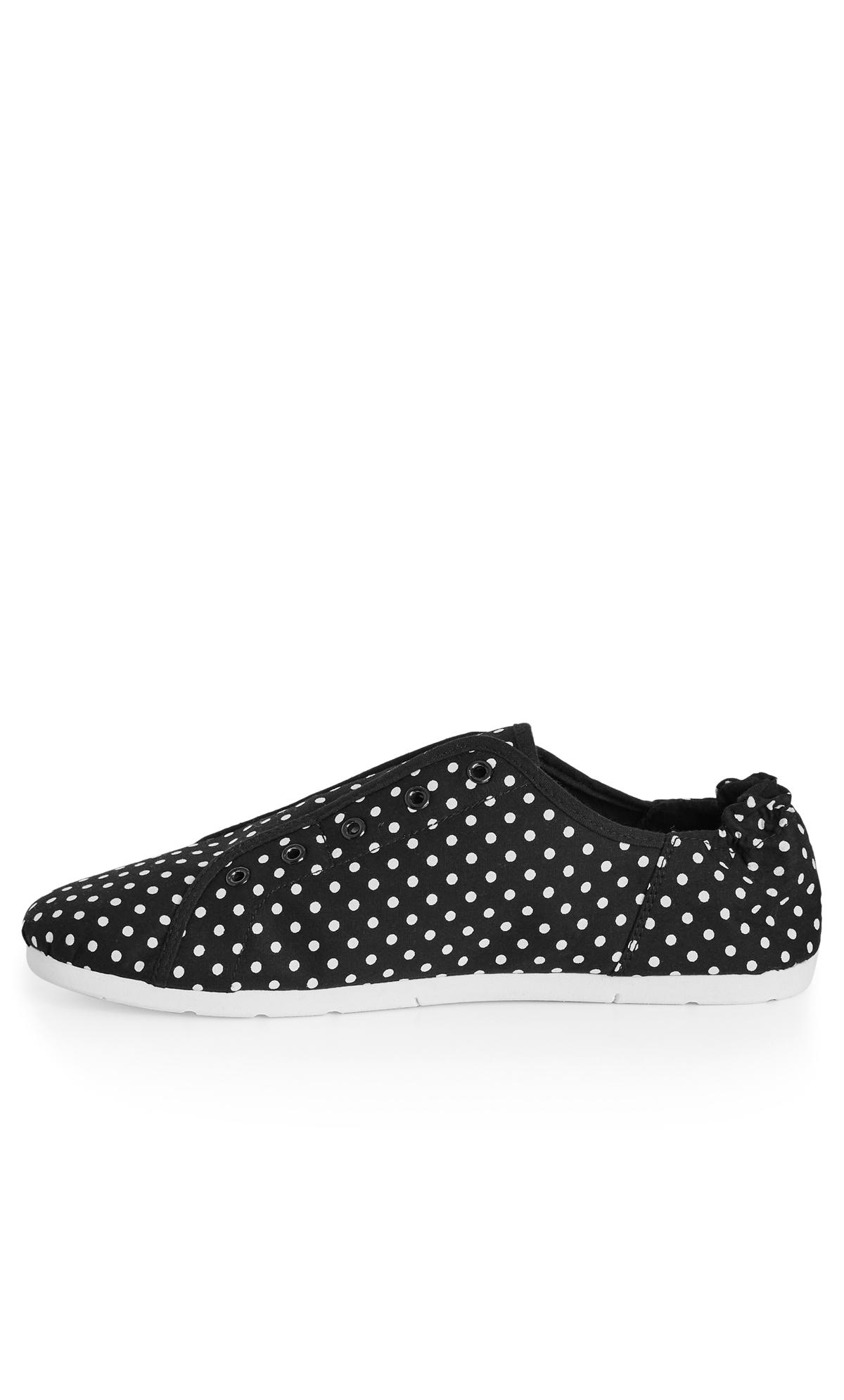 CloudWalkers WIDE FIT Black Polka Dot Canvas Trainer | Evans