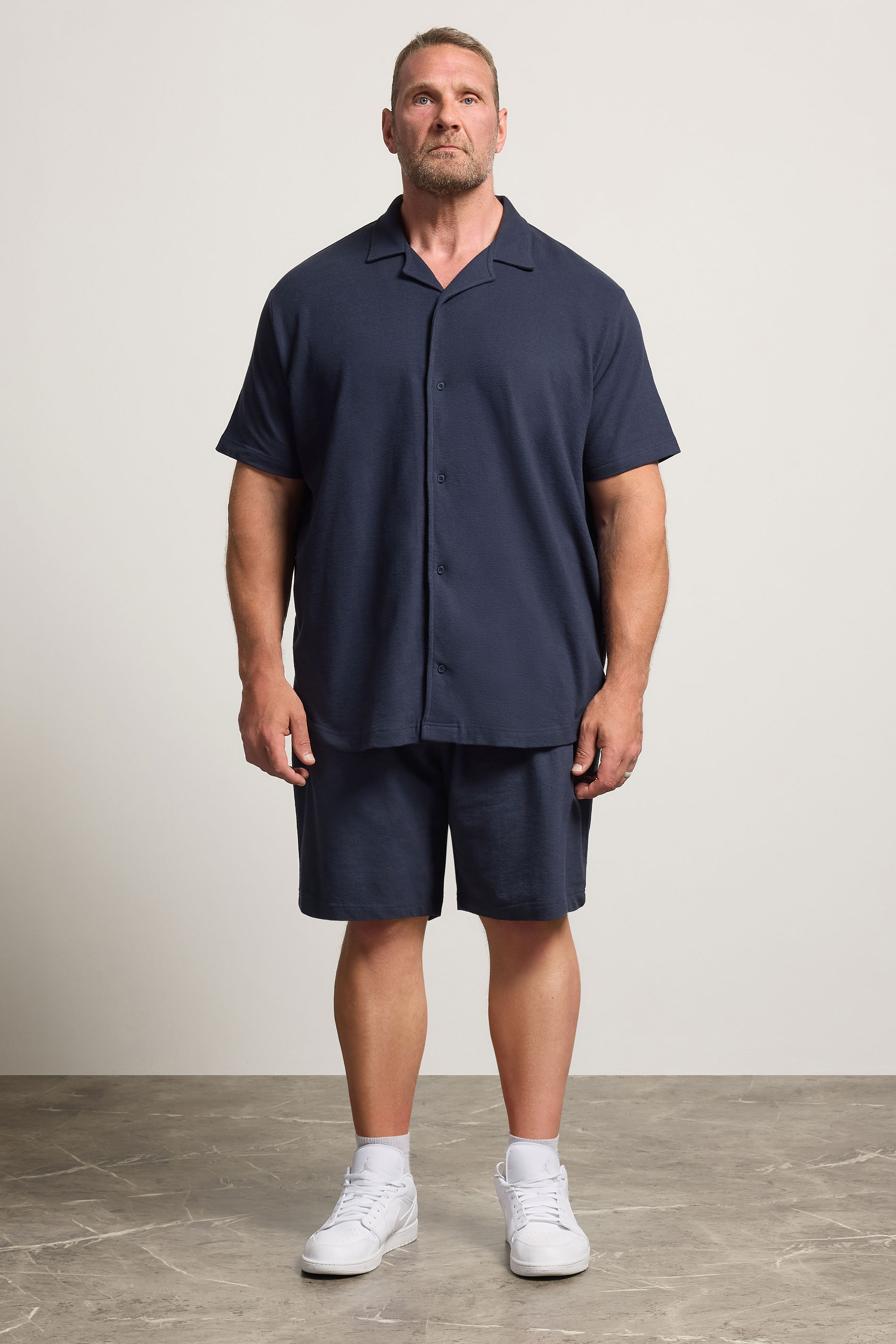 BadRhino Big & Tall Navy Blue Revere Slub Shirt | BadRhino 1