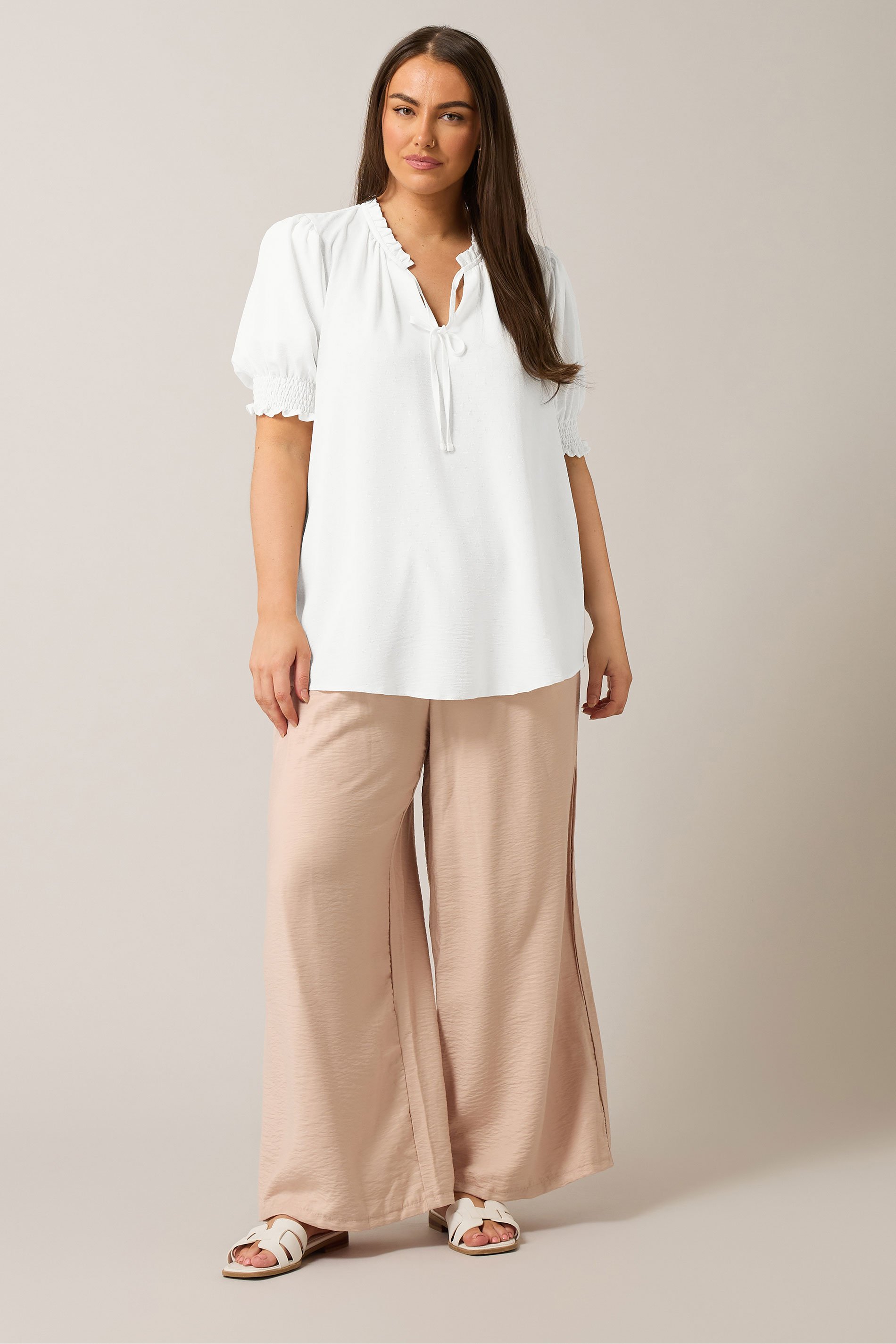 EVANS Plus Size White Frilled Tie Neck Blouse | Evans 2