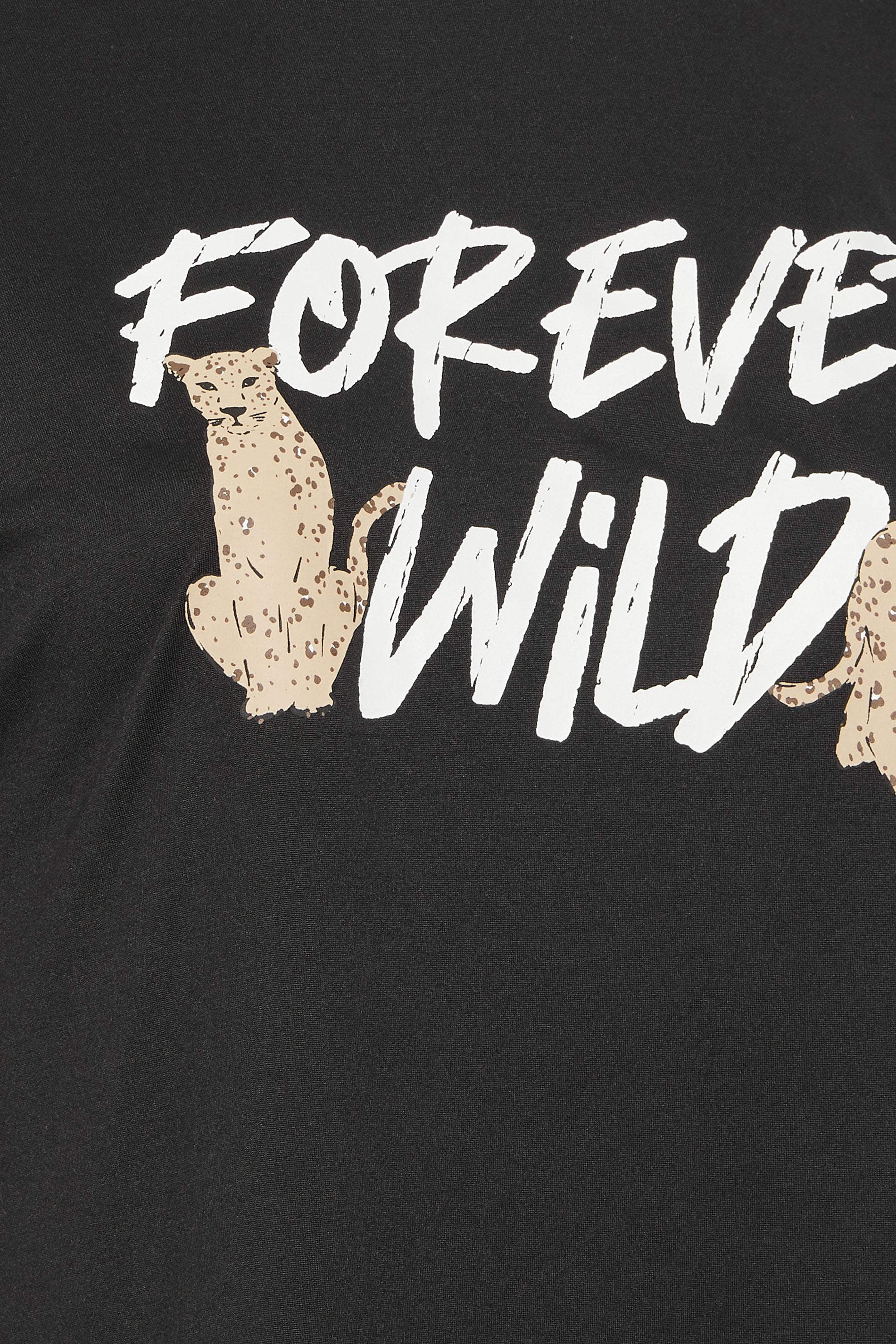 YOURS Plus Size Black 'Forever Wild' Soft Touch Pyjama Top | Yours Clothing 5