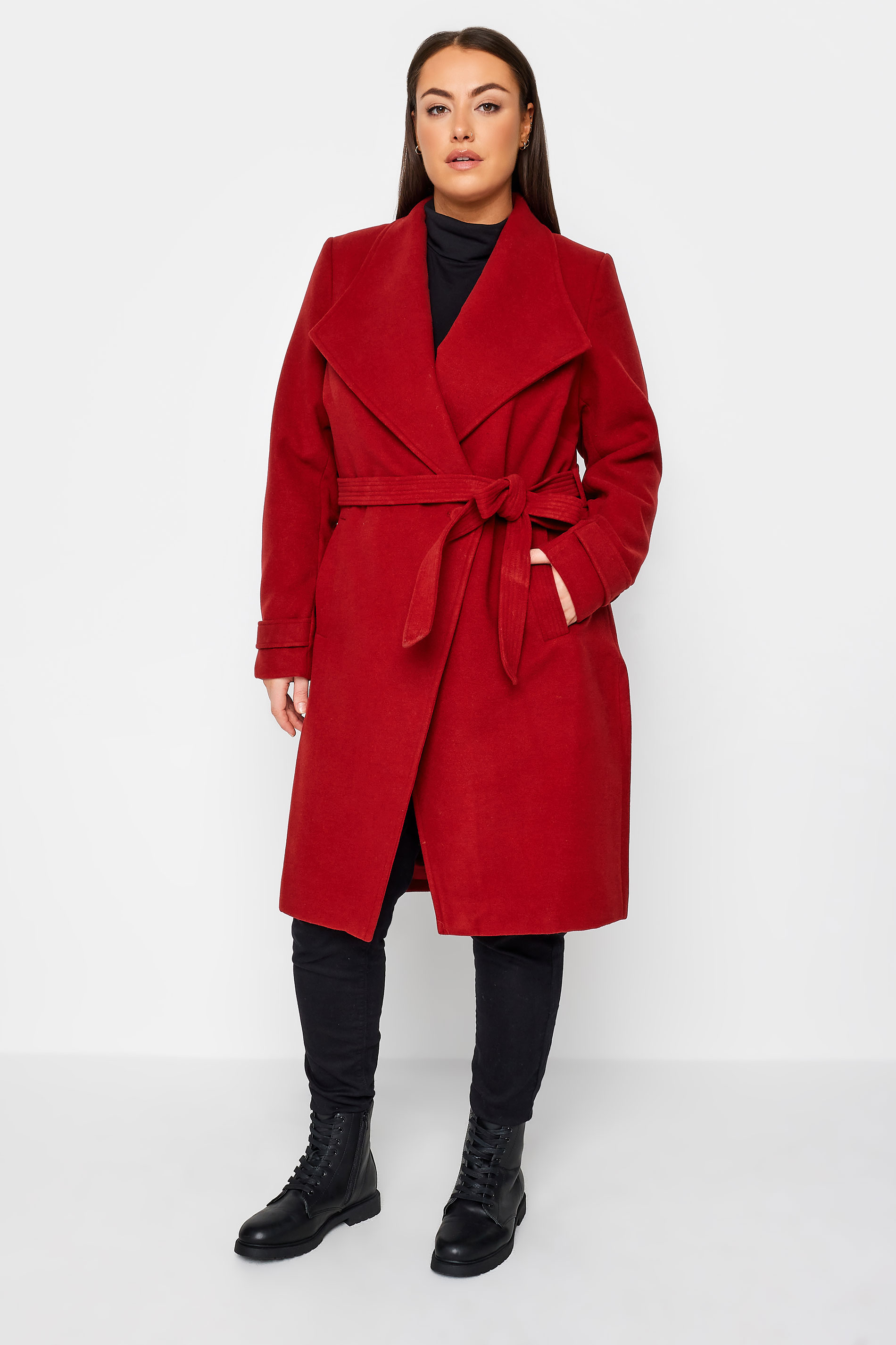 City Chic Red Belted Coat 1