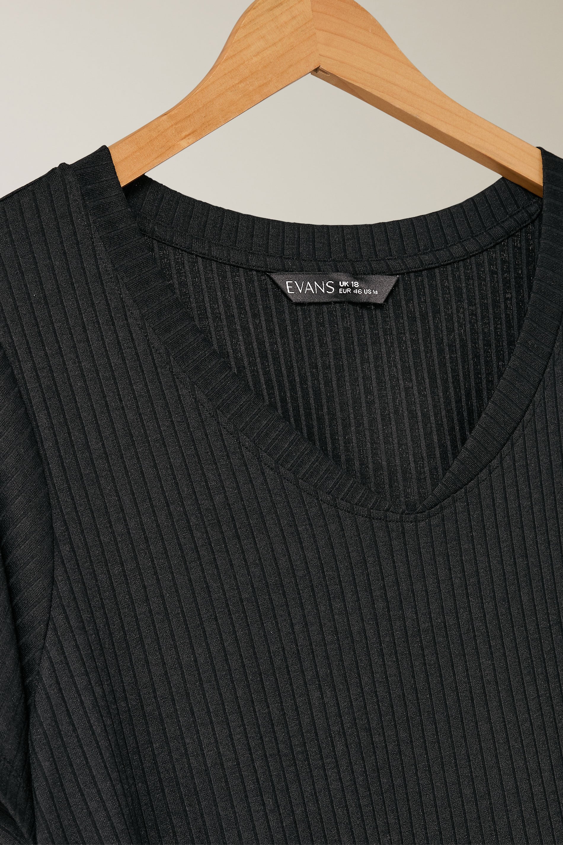 EVANS Plus Size Black Premium Ribbed Modal Blend T-Shirt | Evans 7