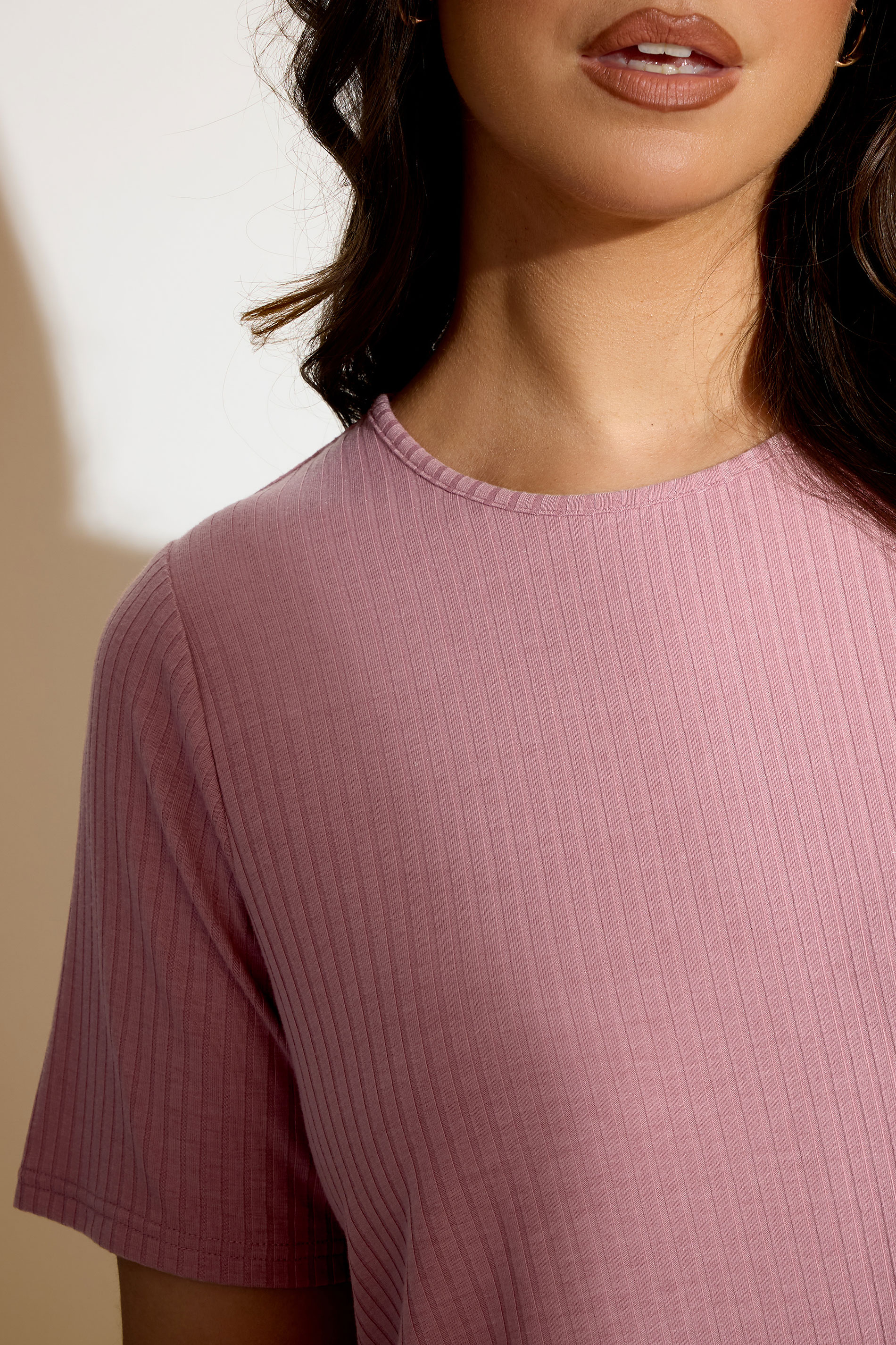 YOURS Plus Size Light Pink Ribbed Swing Top | Yours Clothing 4