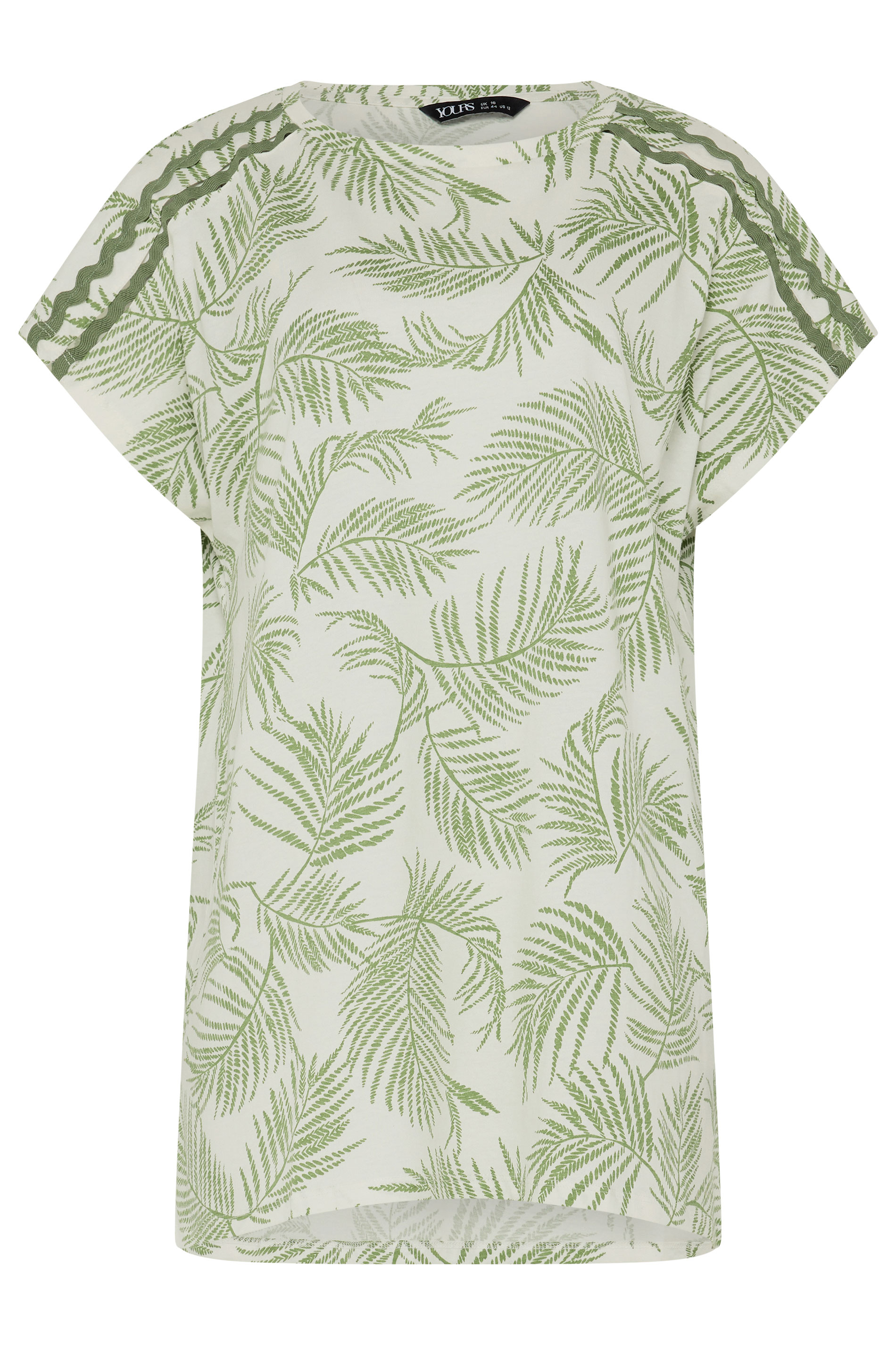 YOURS Plus Size Green Palm Tree Trim Detail T-Shirt | Yours Clothing 6