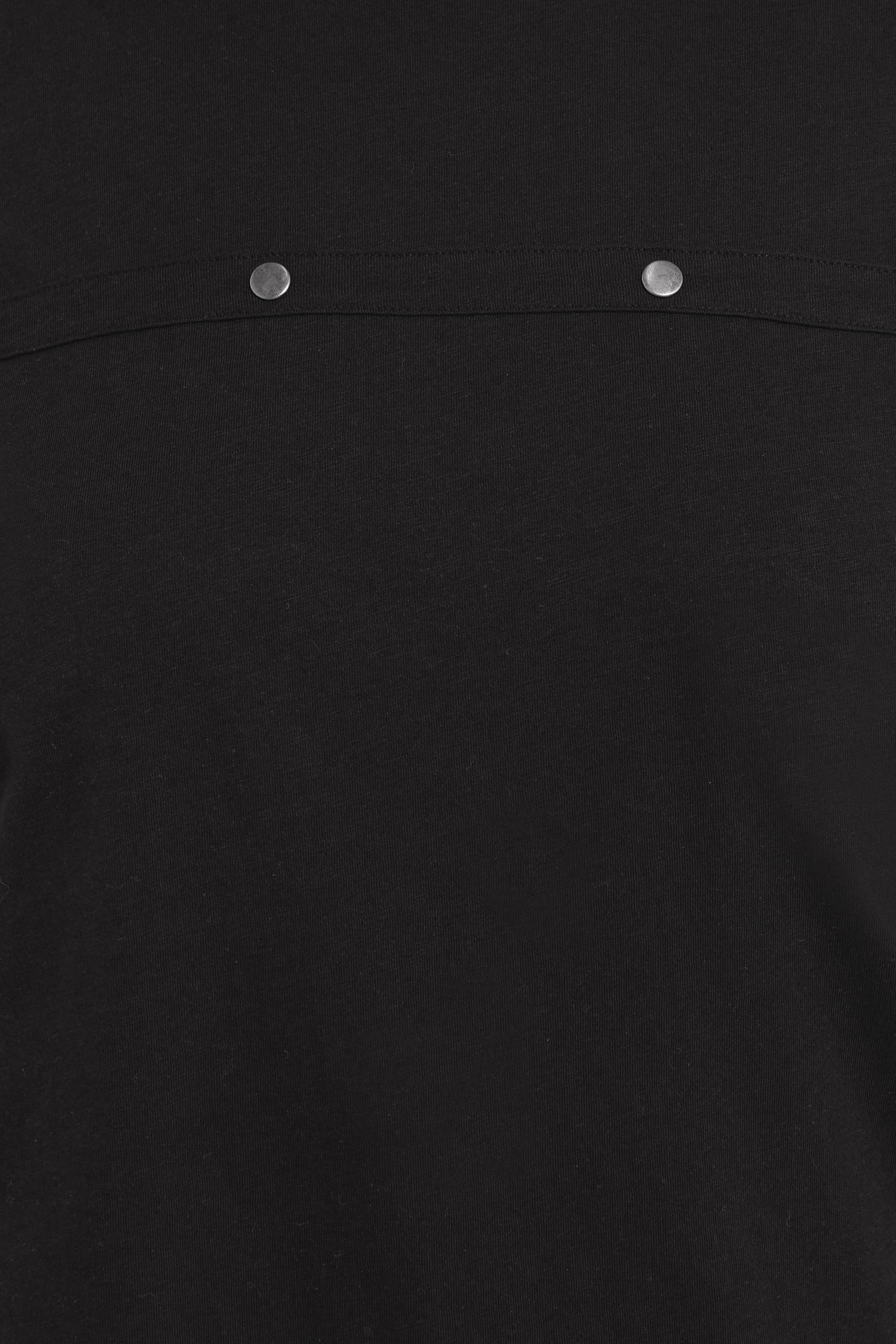 YOURS Plus Size Black Cotton Stud Detail T-Shirt | Yours Clothing 4