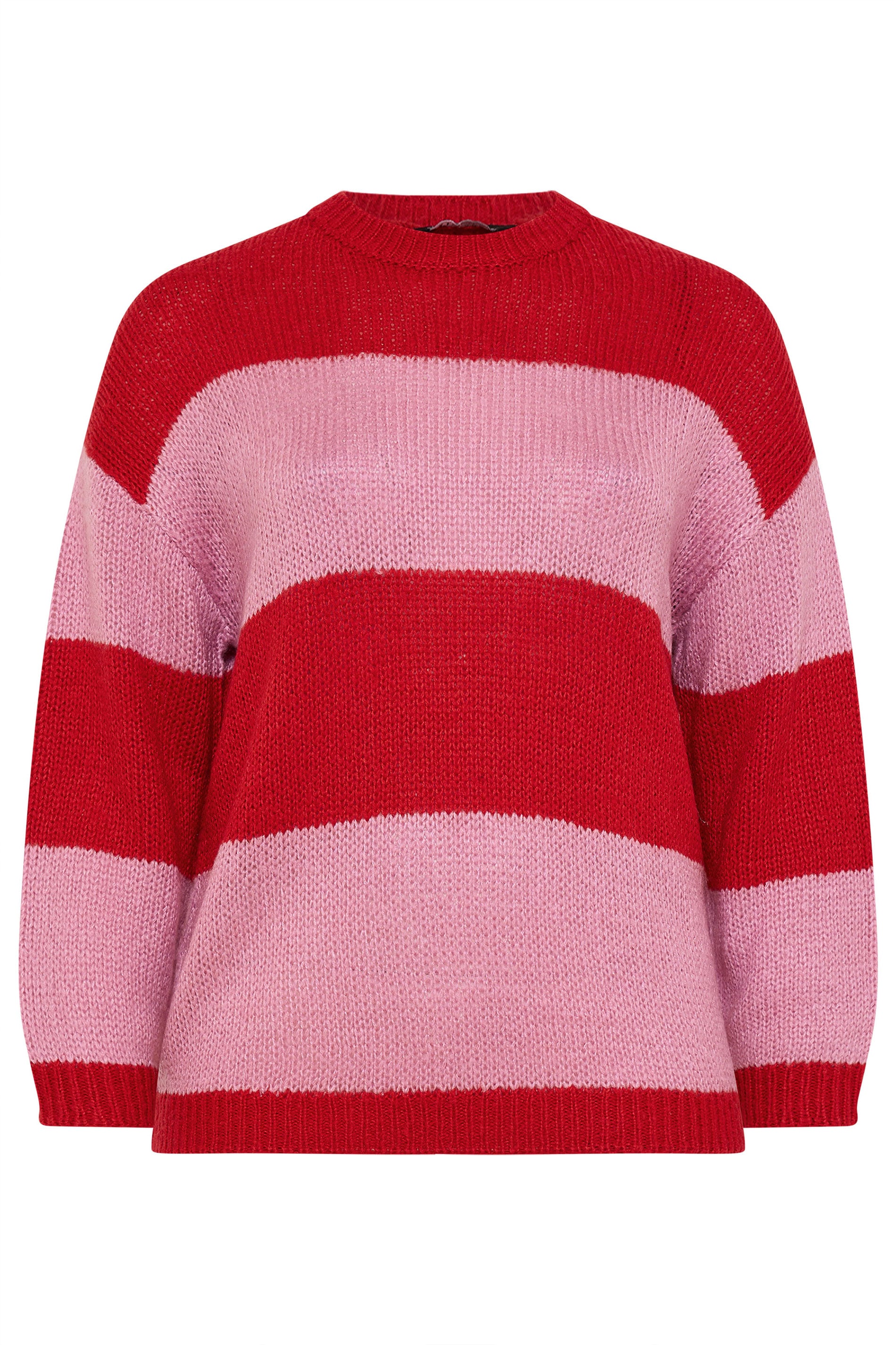 YOURS Plus Size Red & Pink Striped Soft Touch Knitted Jumper | Yours Clothing 5
