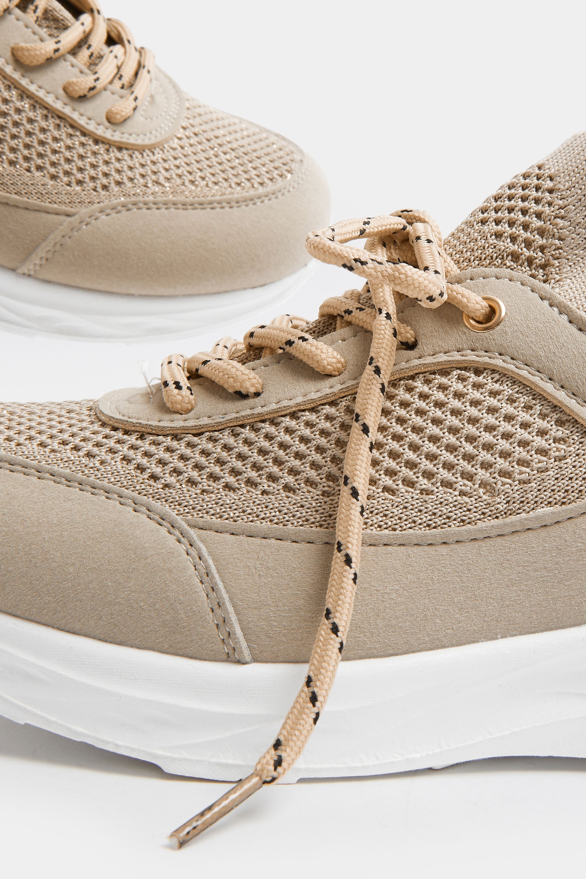 Natural Brown Knitted Trainers In Extra Wide EEE Fit | Yours Clothing 5