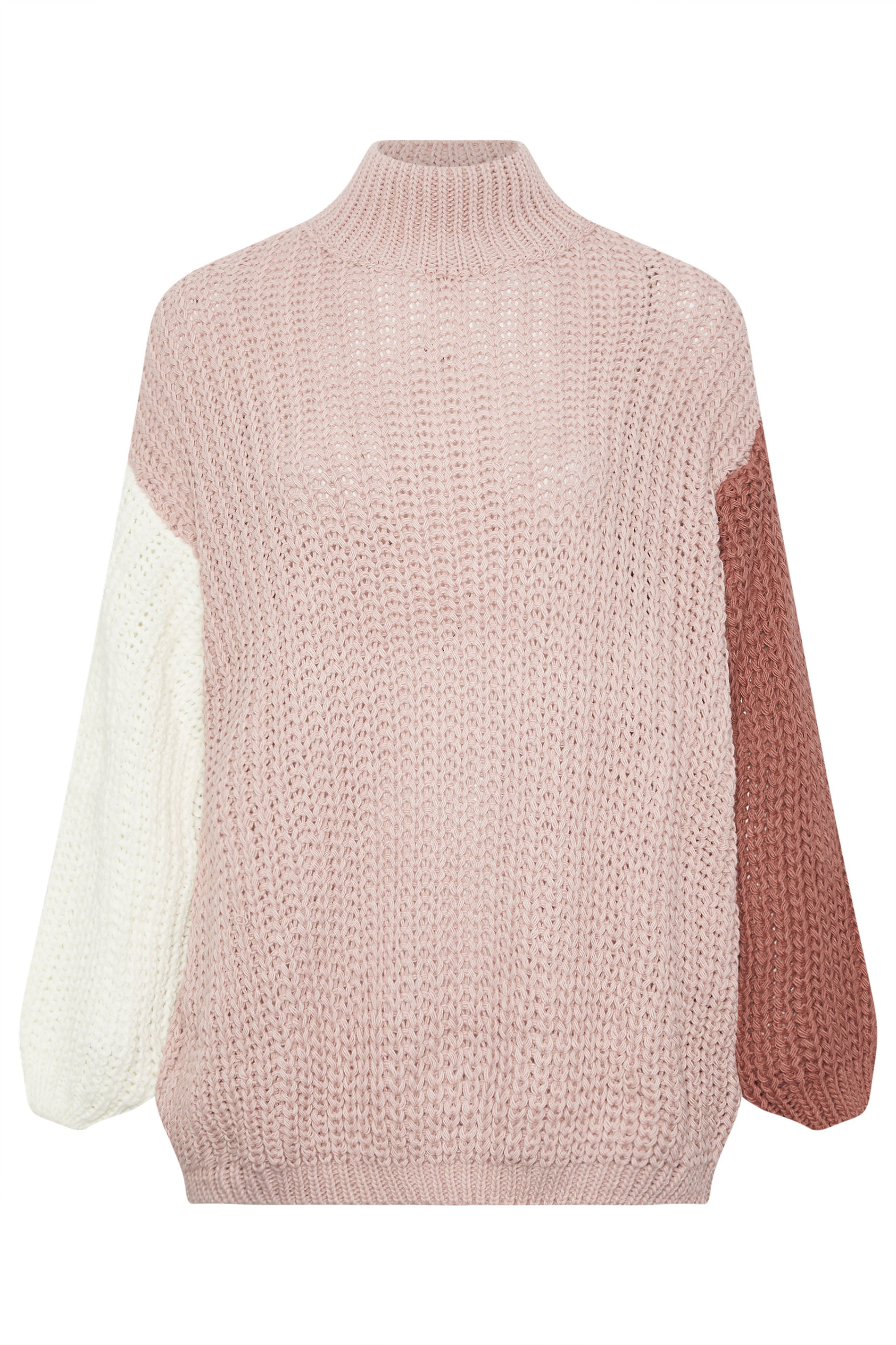 YOURS Plus Size Natural Brown Colourblock Knitted Jumper | Yours Clothing 5