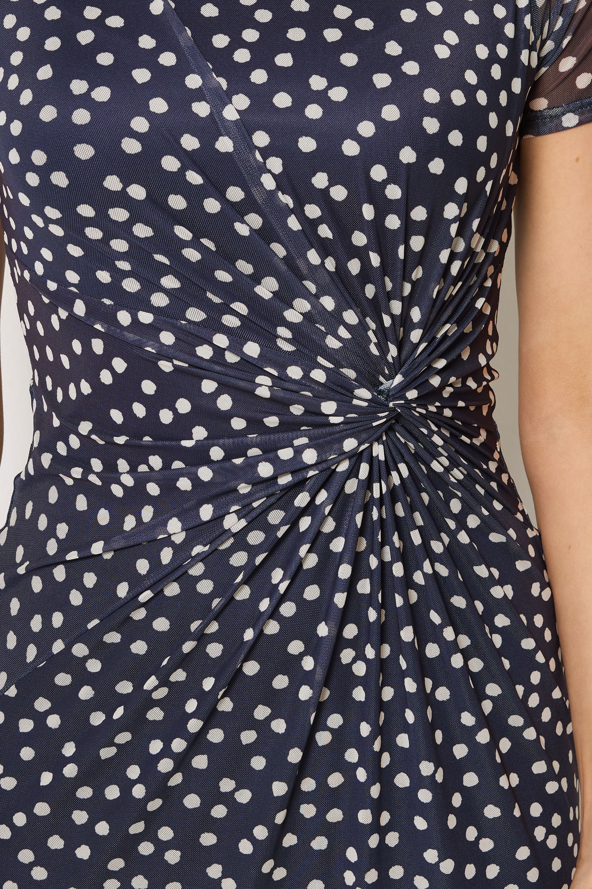 LTS Tall Women's Navy Blue Polka Dot Twist Mesh Midi Dress | Long Tall Sally 4