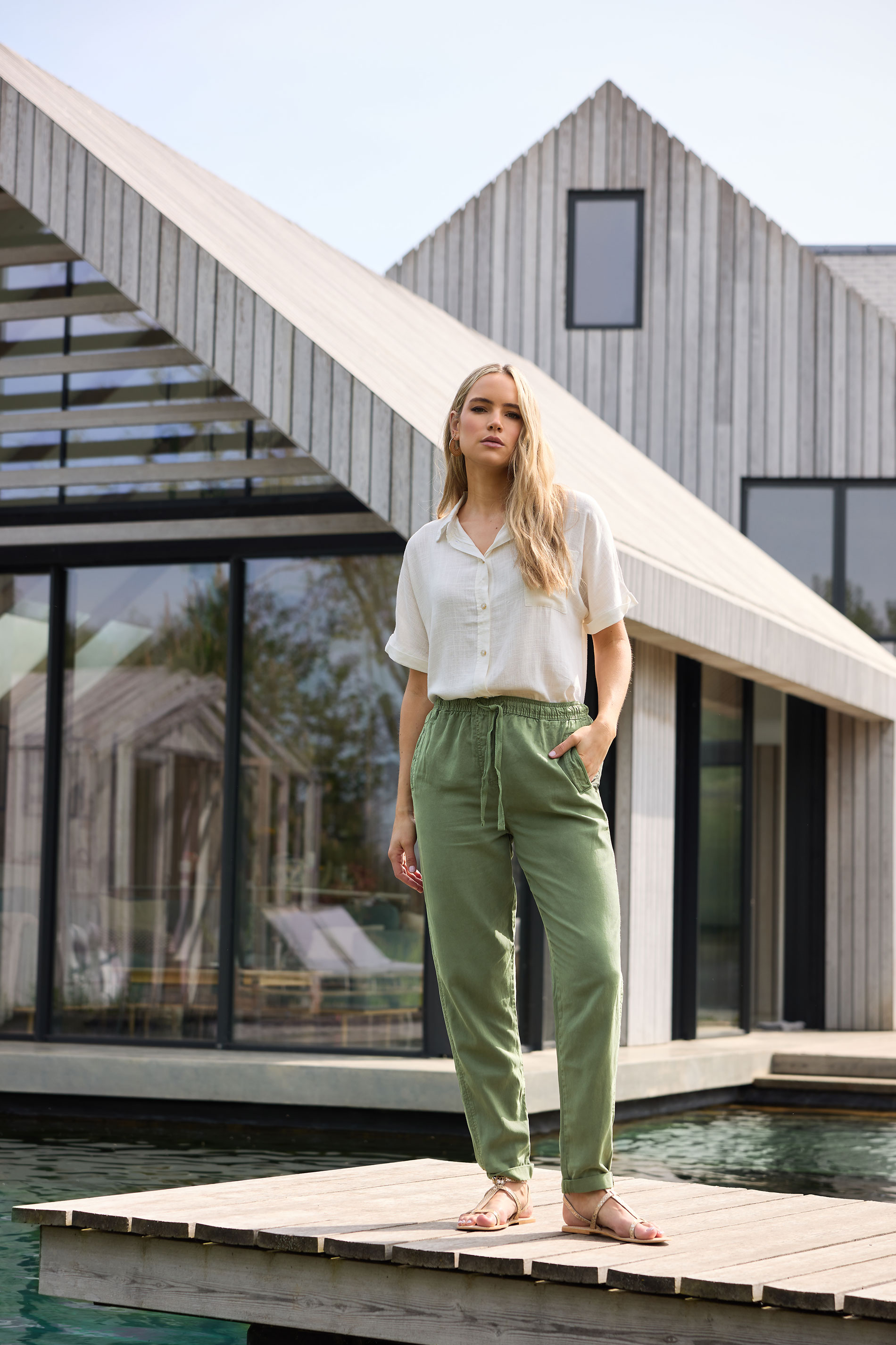 LTS Tall Green Lyocell Blend Joggers | Long Tall Sally 3