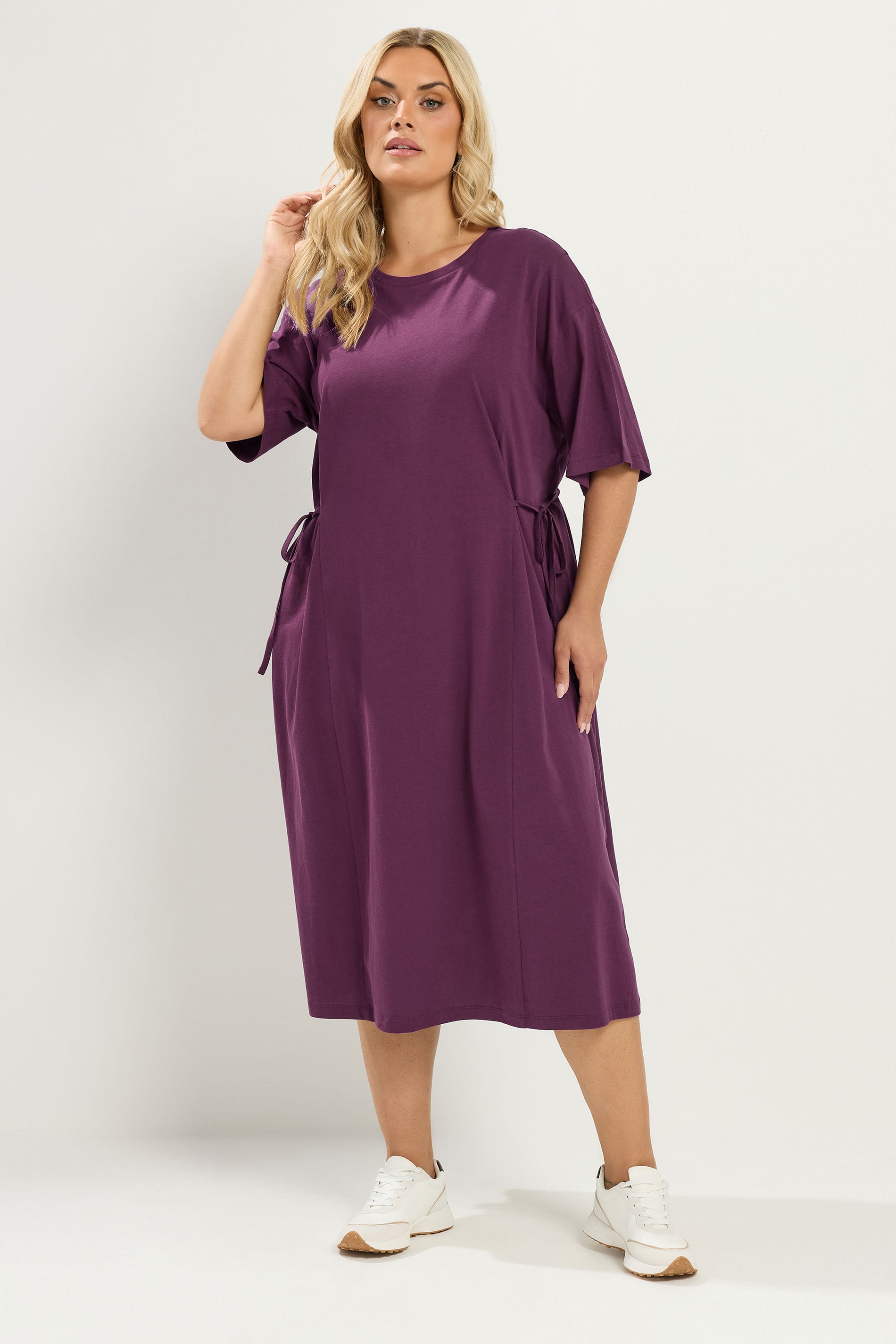 YOURS Plus Size Purple Front Tie Midi Dress | Yours Clothing 3