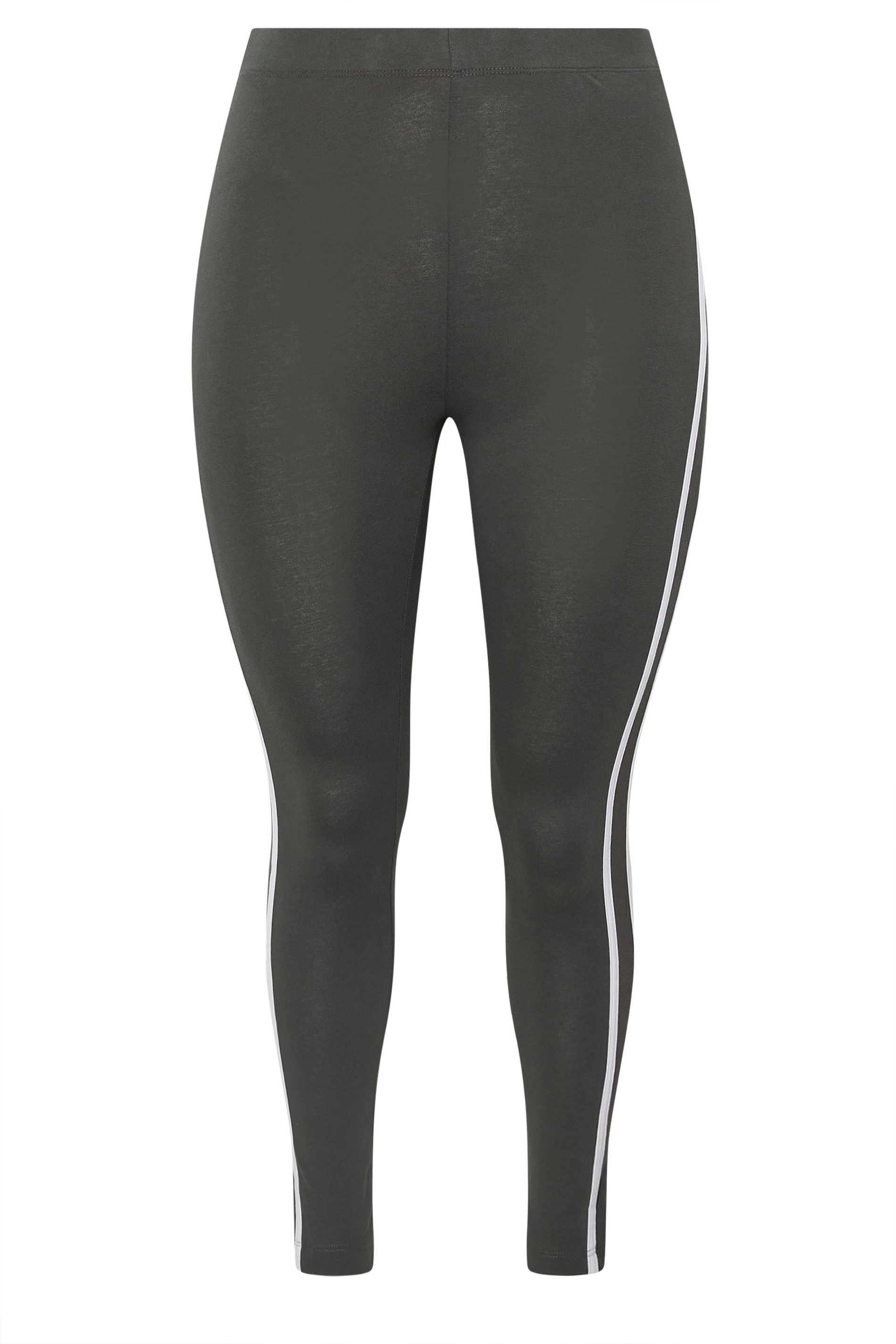 YOURS ACTIVE Plus Size Grey Side Stripe Leggings | Yours Clothing 6
