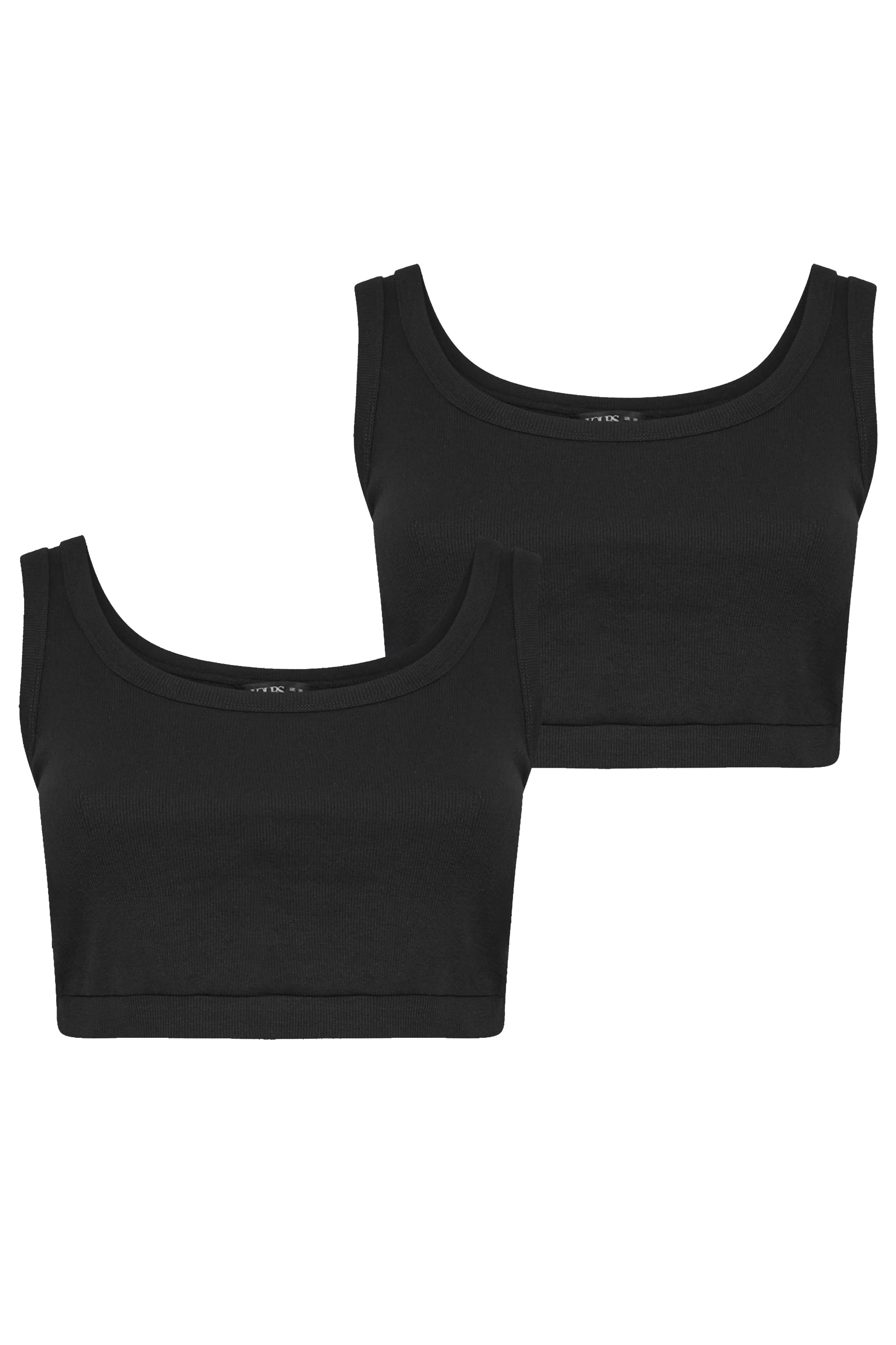 YOURSET Plus Size 2 PACK Black Ribbed Crop Tops | Yours Clothing 7