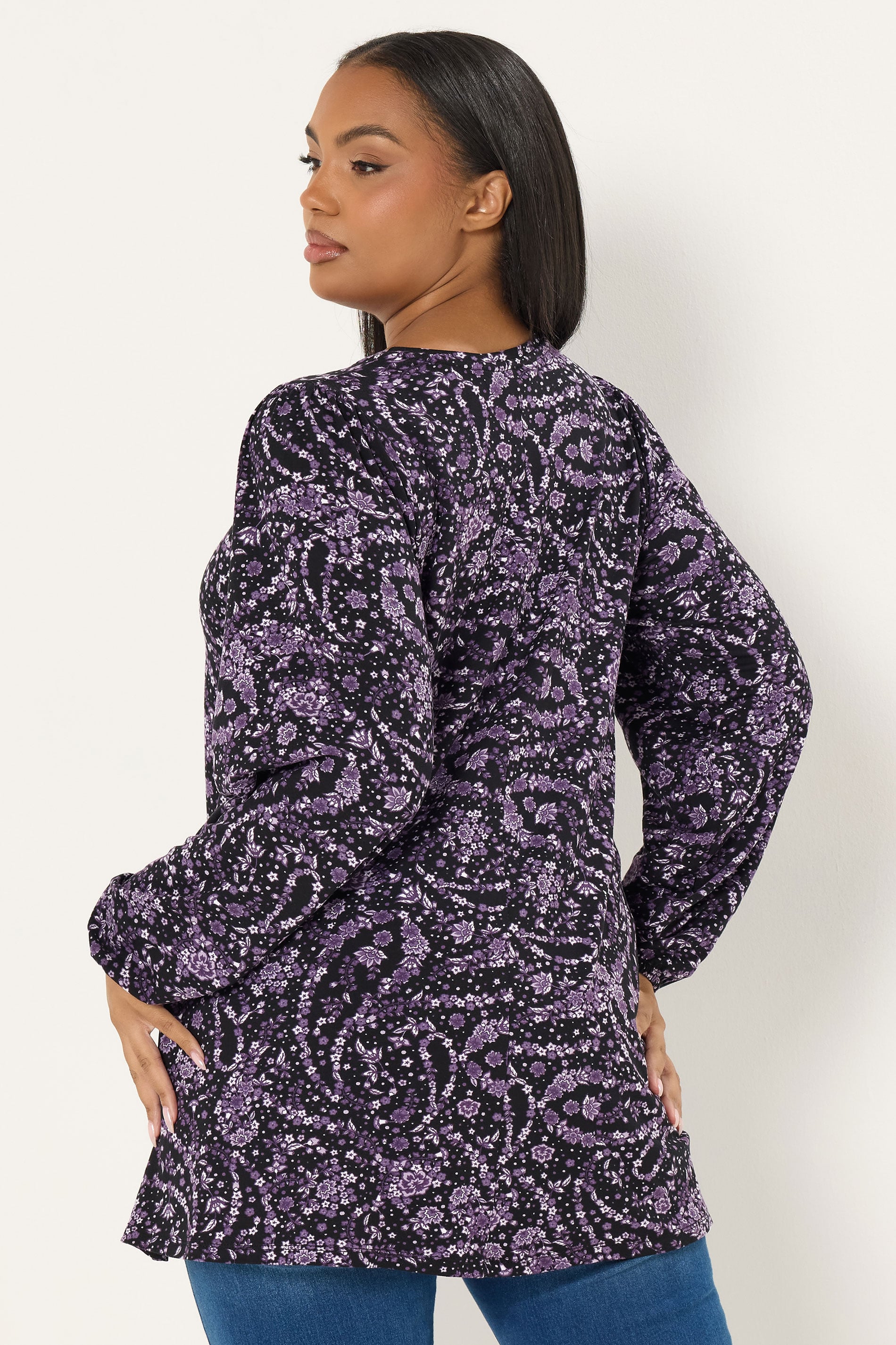 YOURS Plus Size Purple Paisley Print Pleat Front Top | Yours Clothing 2