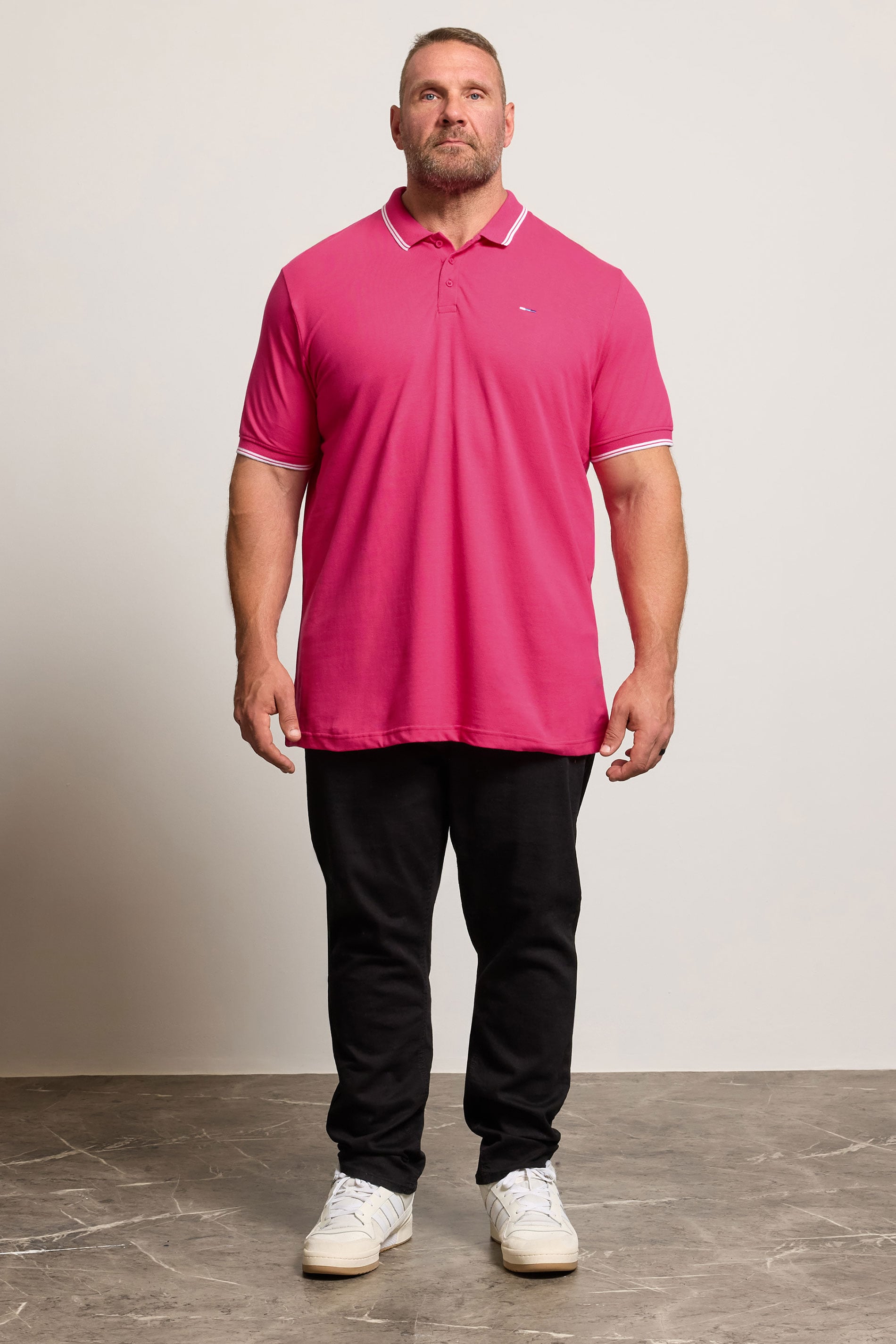 BadRhino Big & Tall Pink & White Tipped Polo Shirt | BadRhino 1