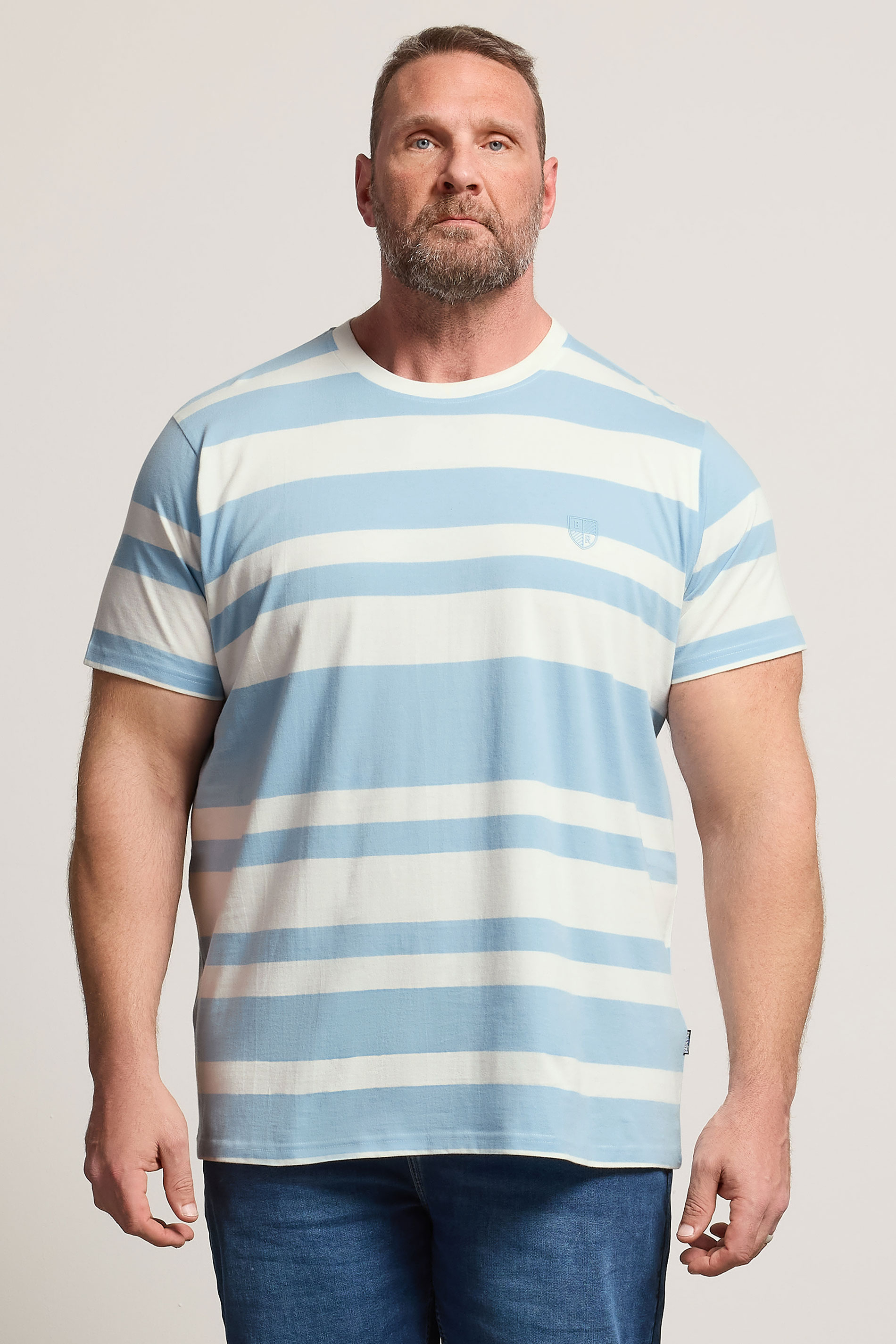 BadRhino Big & Tall Baby Blue Extra Long Stripe T-Shirt | BadRhino 3