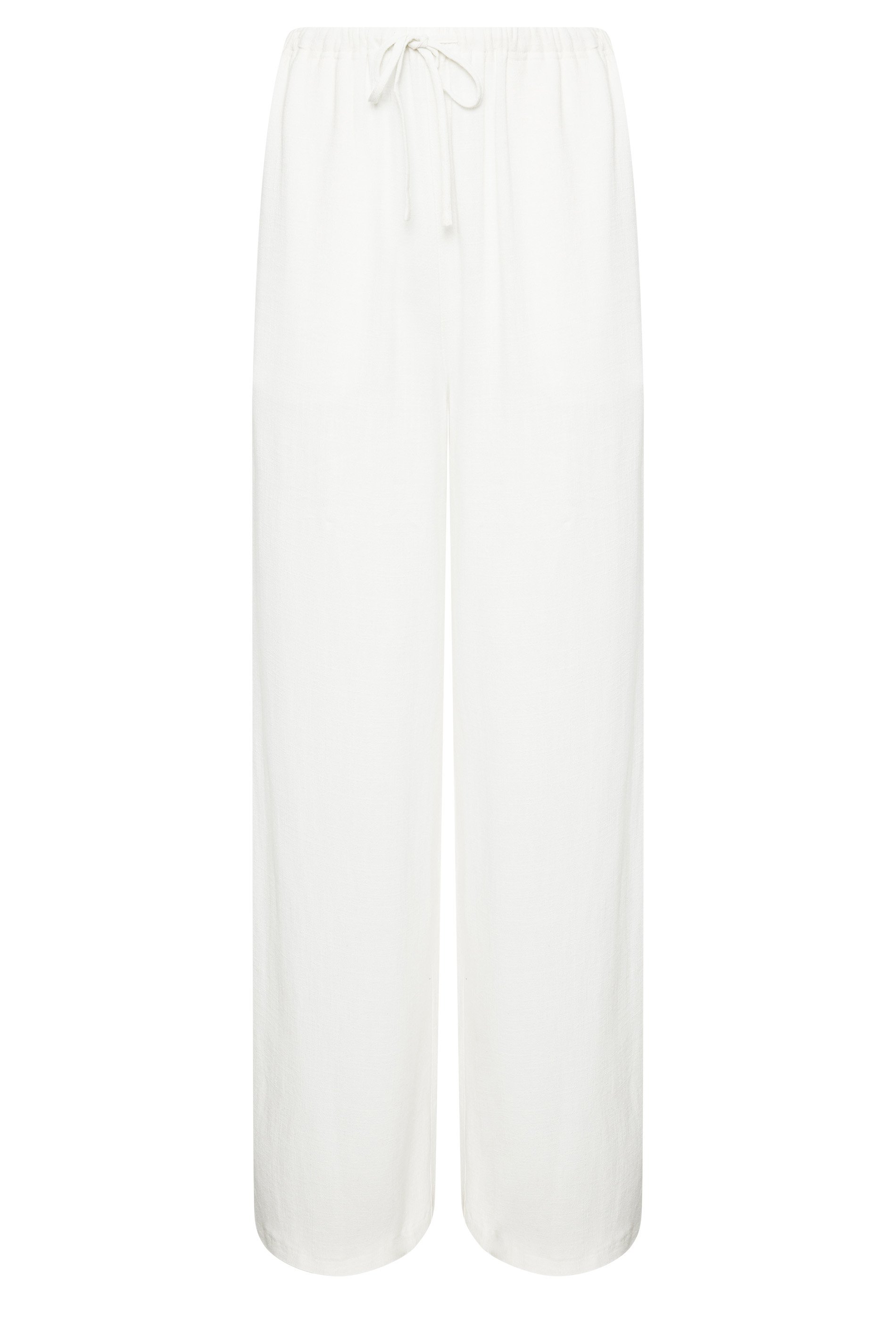 LTS Tall Women's White Linen Tie Waist Wide Leg Trousers | Long Tall Sally  6