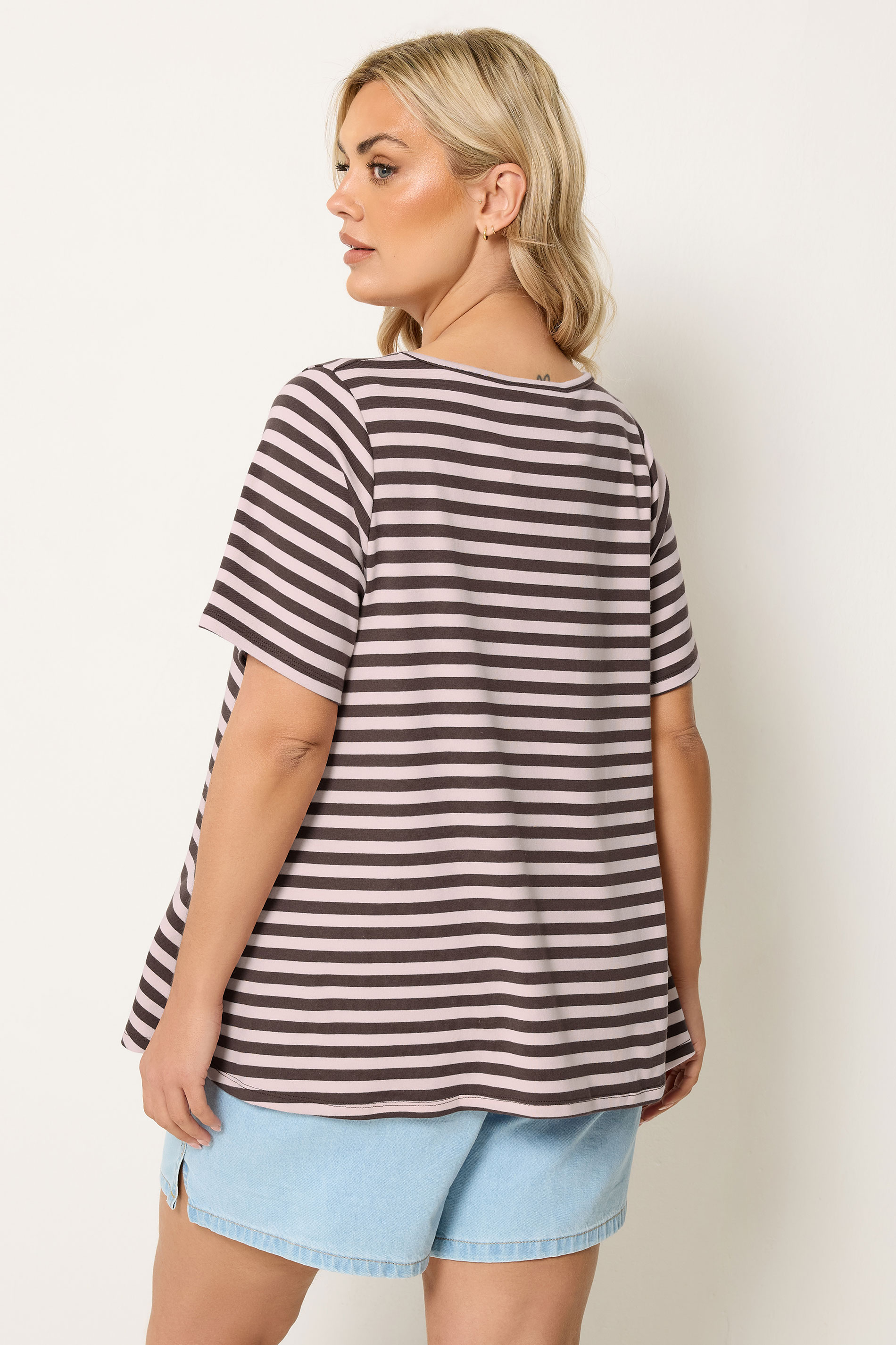 YOURS Plus Size Chocolate Brown & Pink Swing Top | Yours Clothing 2
