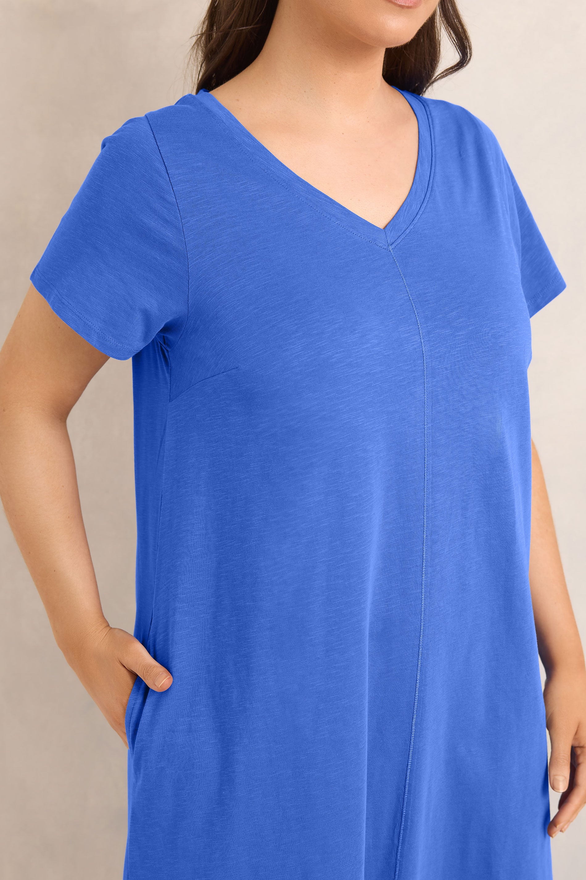 EVANS Plus Size Cobalt Blue Premium Cotton Dress | Evans 4