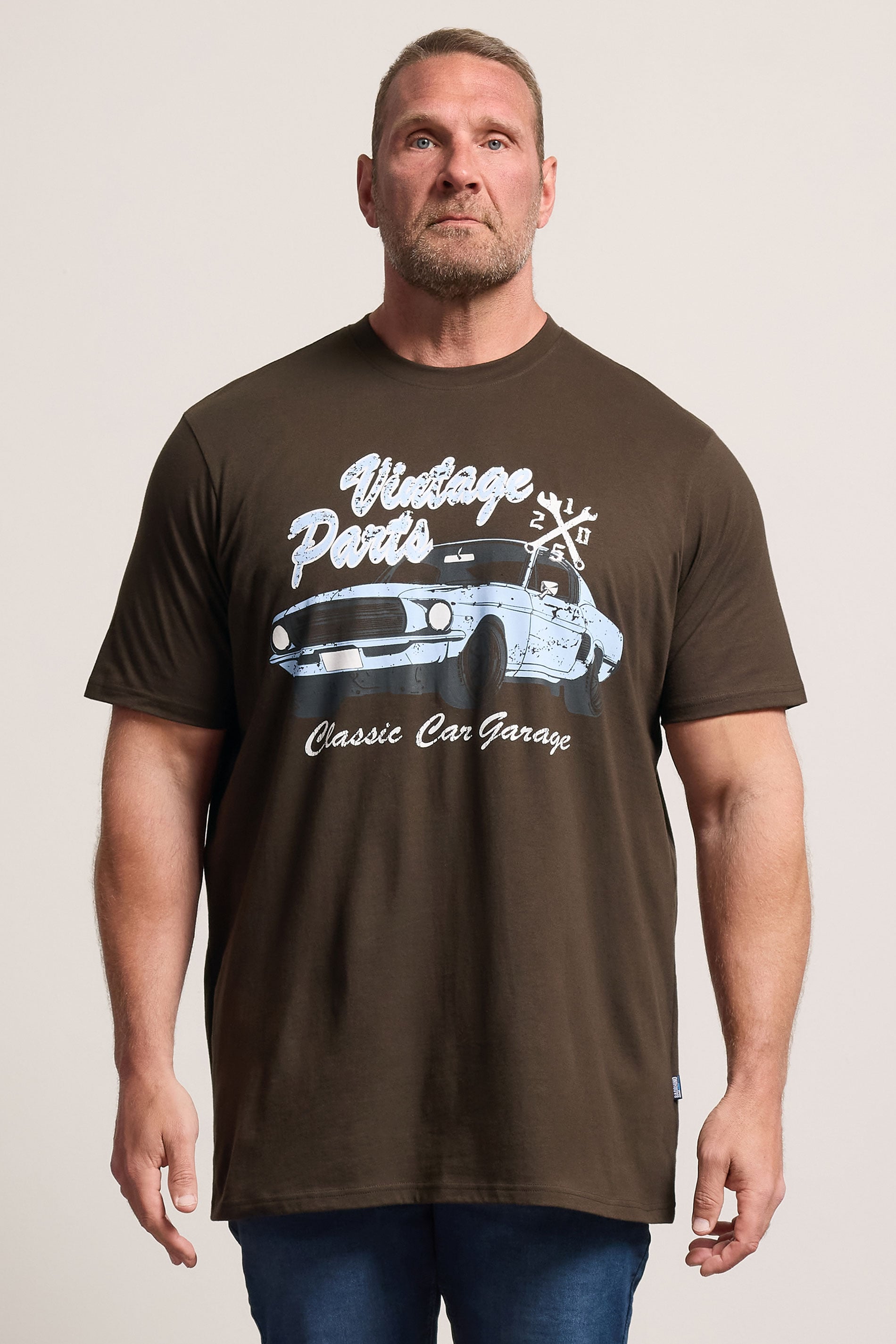 BadRhino Big & Tall Brown Extra Long 'Vintage Parts' Graphic T-Shirt | BadRhino 3