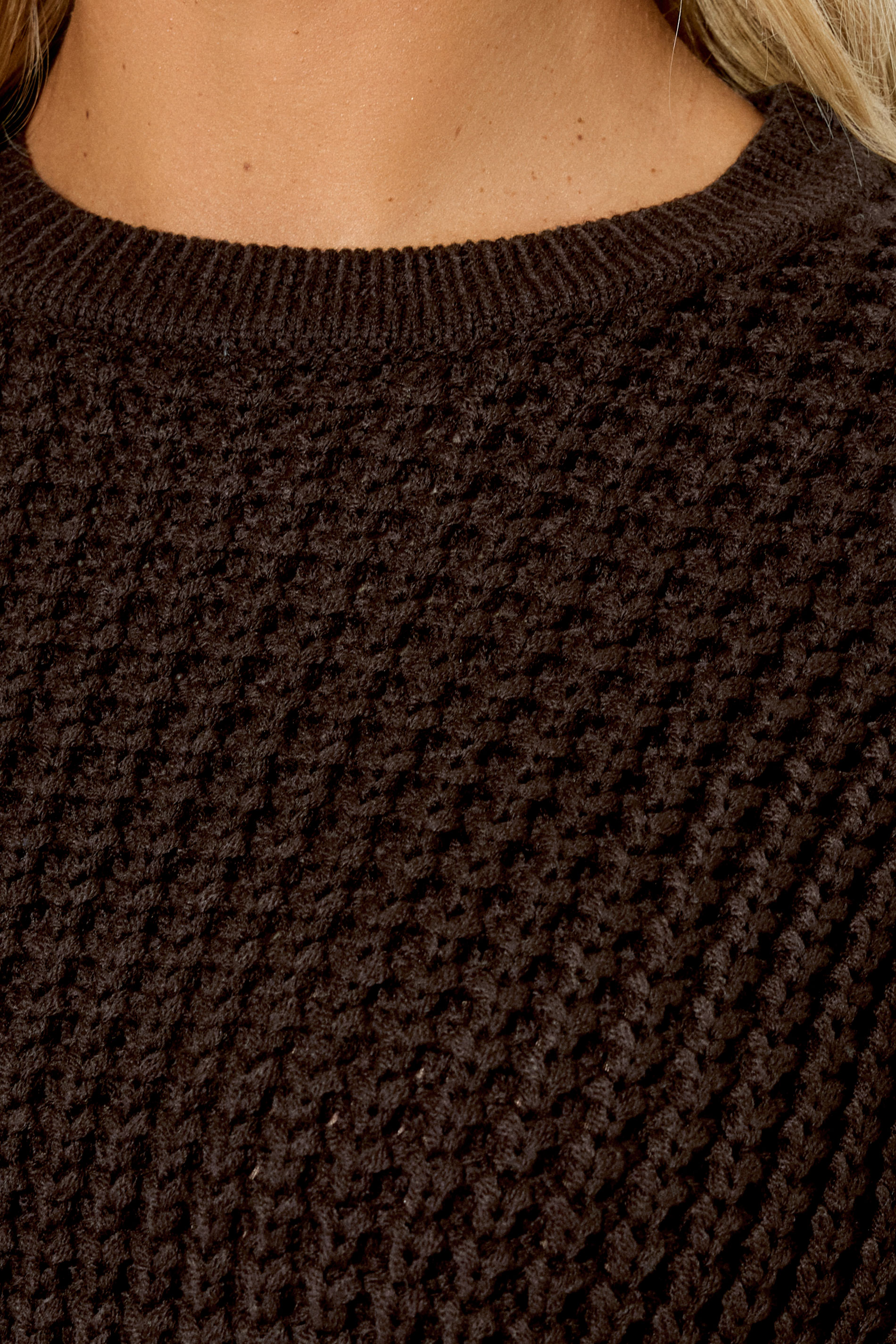 YOURS Plus Size Chocolate Brown Waffle Knit Jumper | Yours Clothing 6