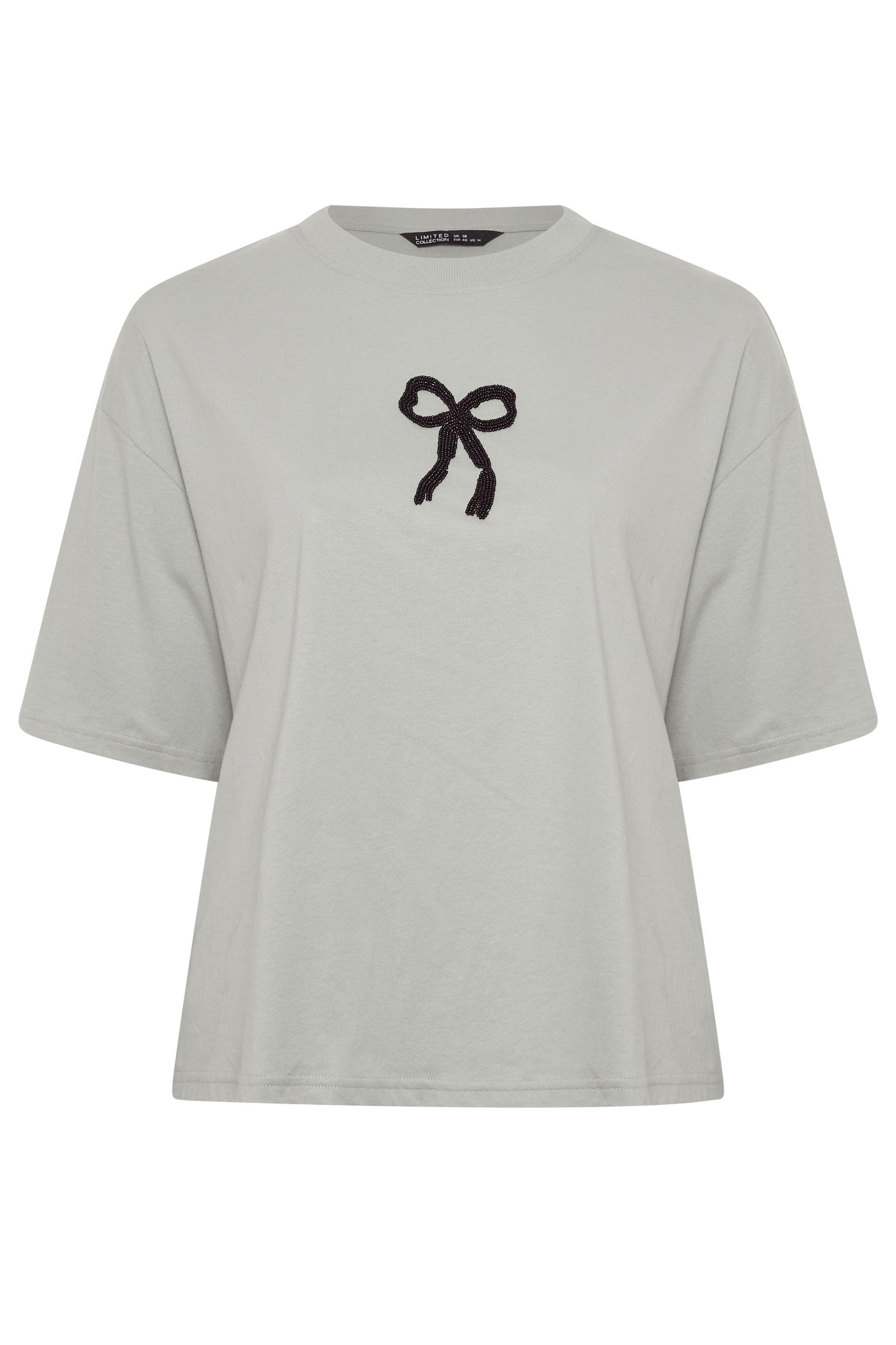 LIMITED COLLECTION Plus Size Grey Bow Beaded Top 6