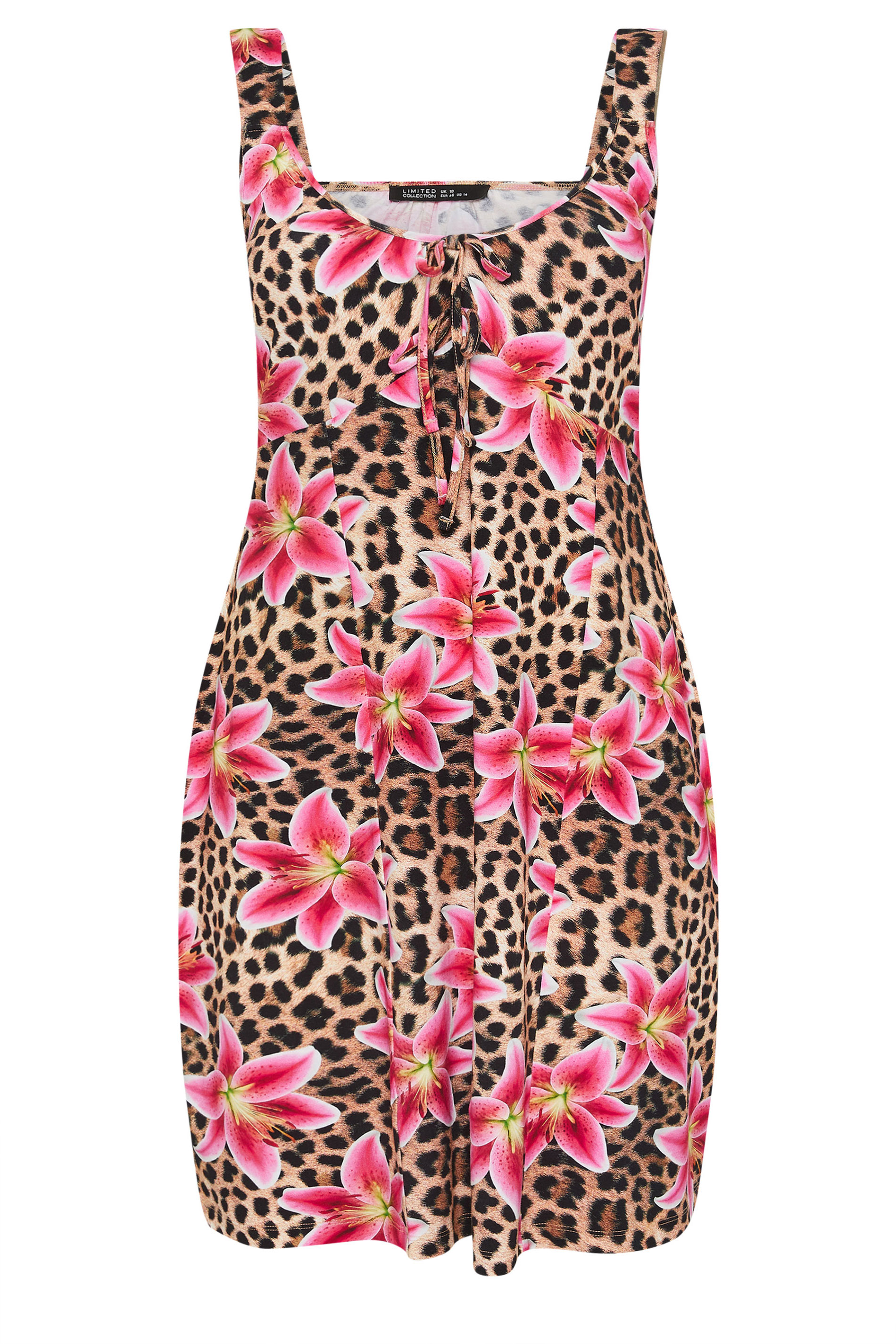 YOURS Plus Size Cheetah Print Floral Mini Dress | Yours Clothing 6