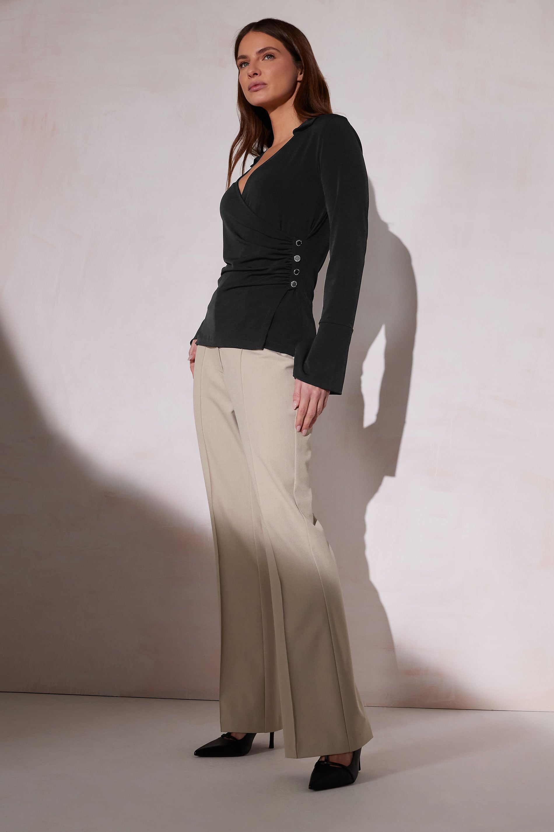 STAR Black Button Detail Wrap Top | StarByJM 1