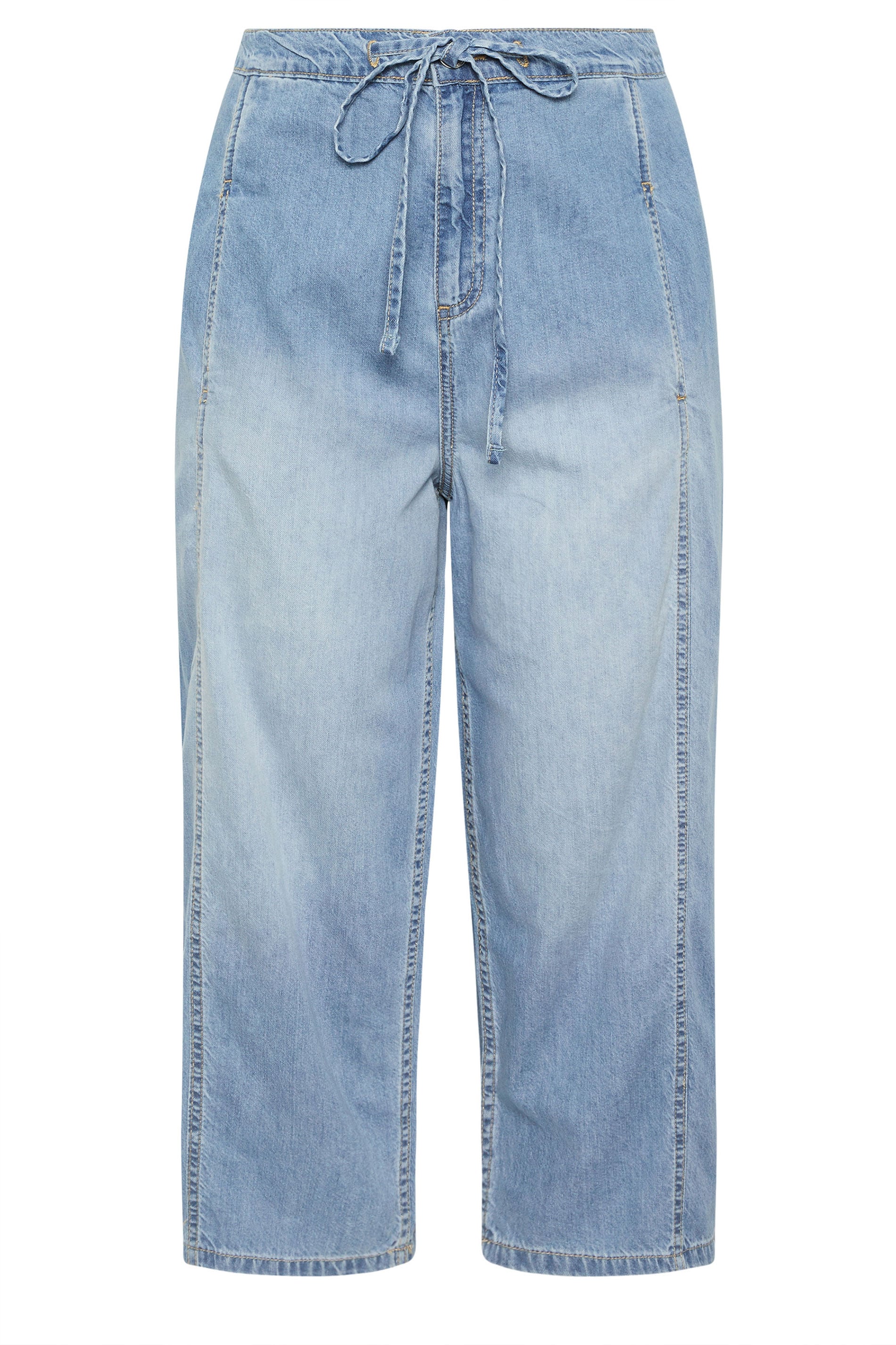 YOURS Plus Size Light Blue Blue Crop Barrel Jeans | Yours Clothing 5