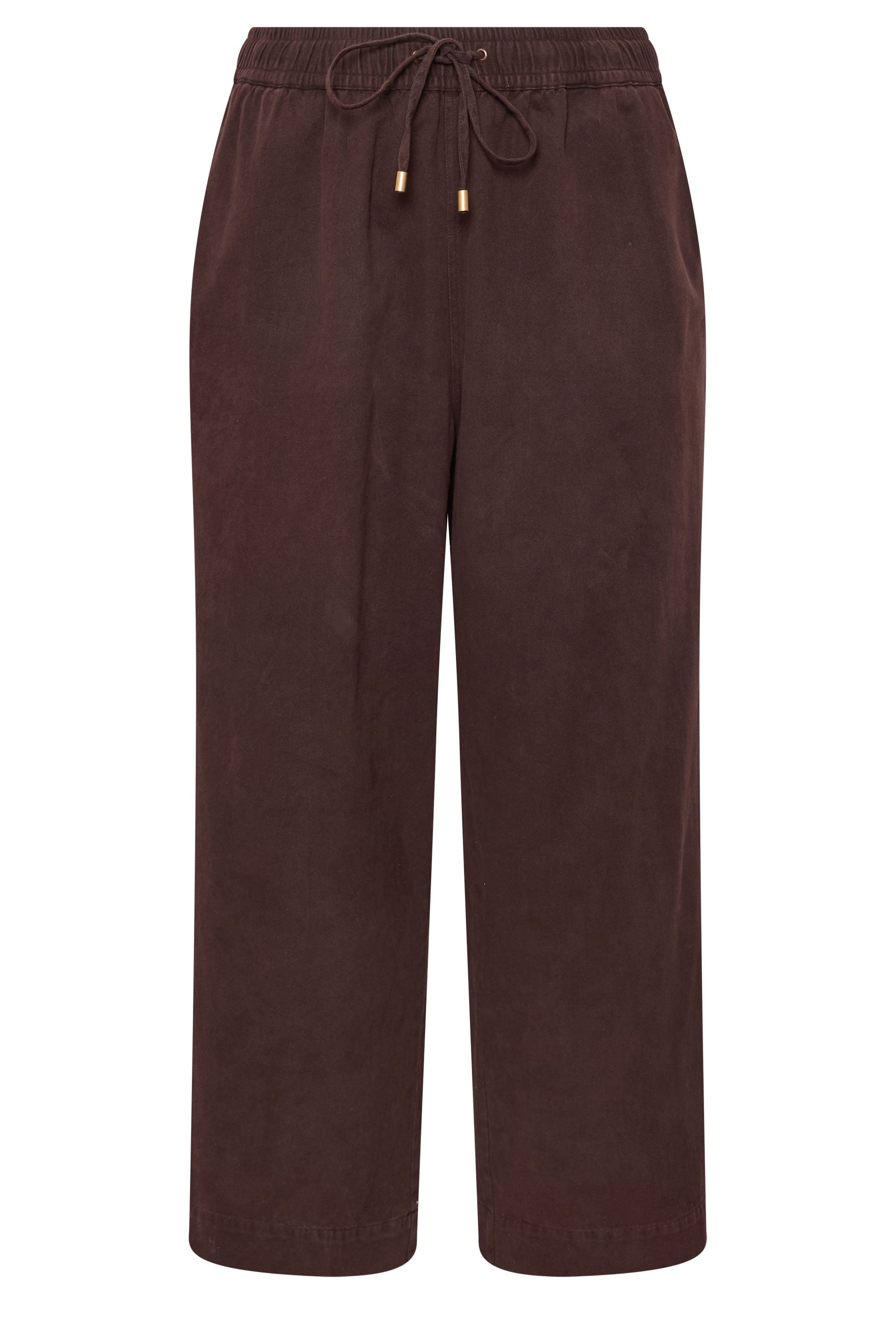 EVANS Plus Size Chocolate Brown Cotton Wide Leg Trouser | Evans 6