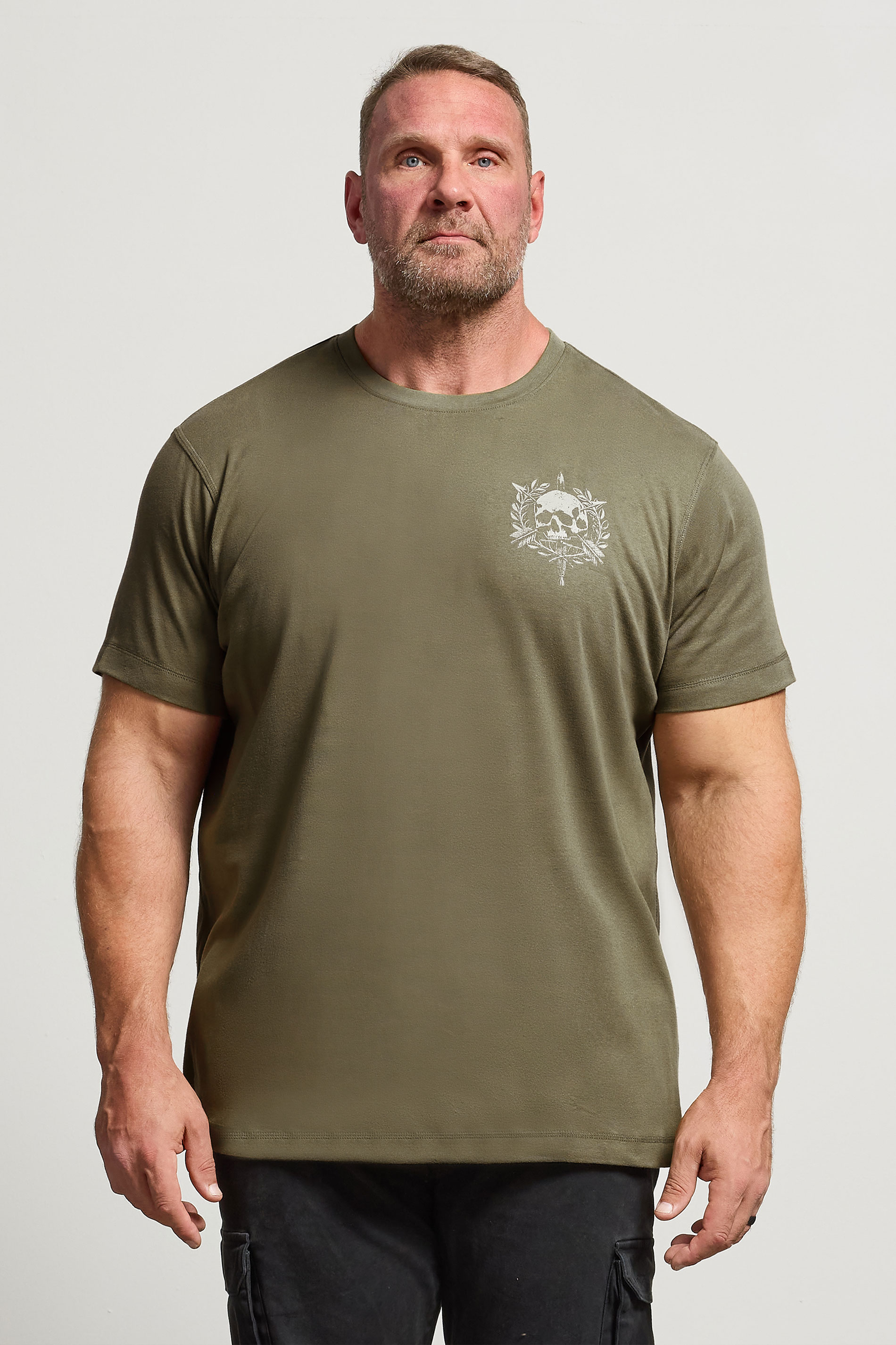 BadRhino Big & Tall Olive Green Skull Emblem Graphic T-Shirt | BadRhino 2