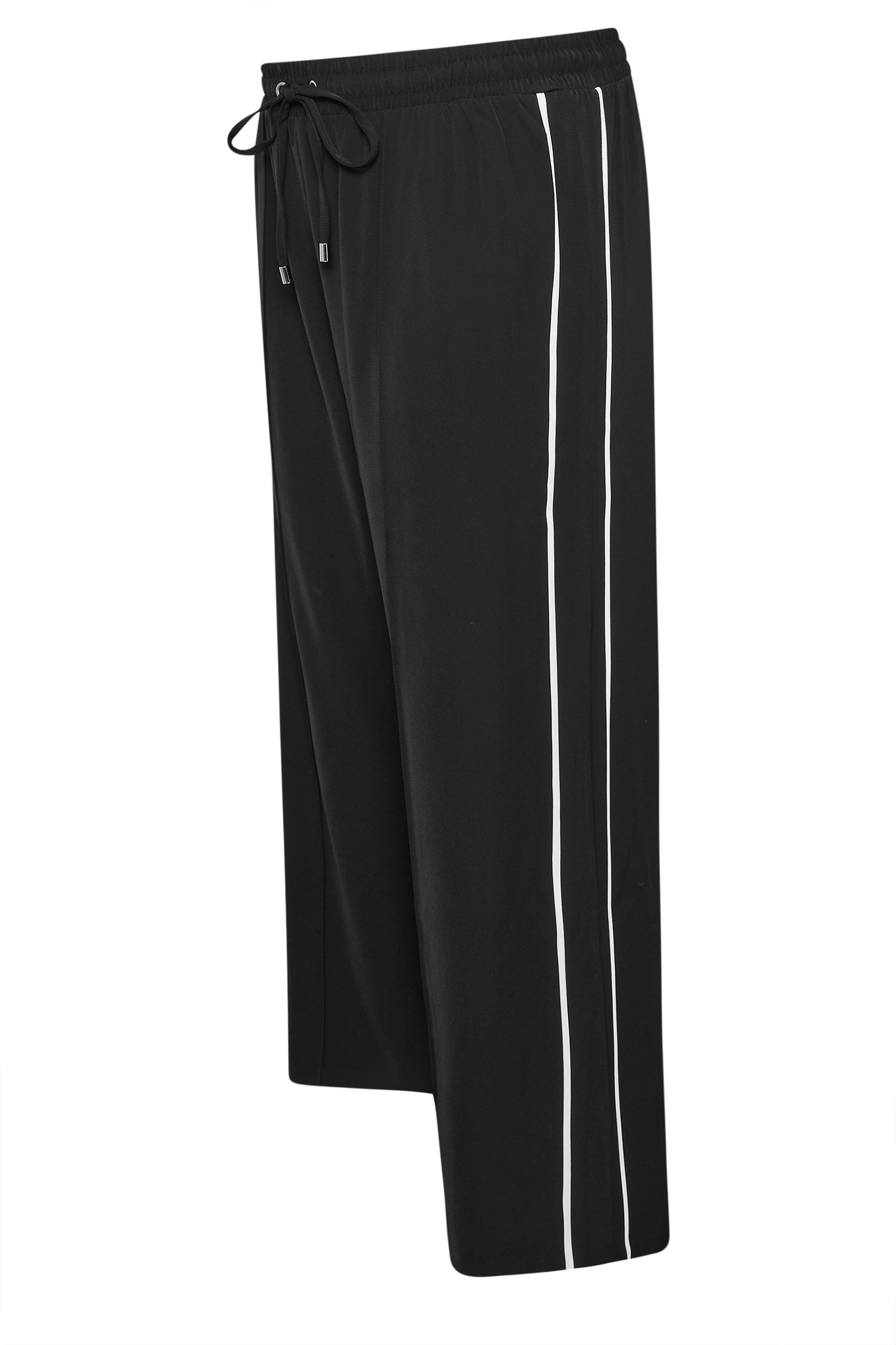 YOURS Plus Size Black Side Stripe Wide Leg Trousers | Yours Clothing 5