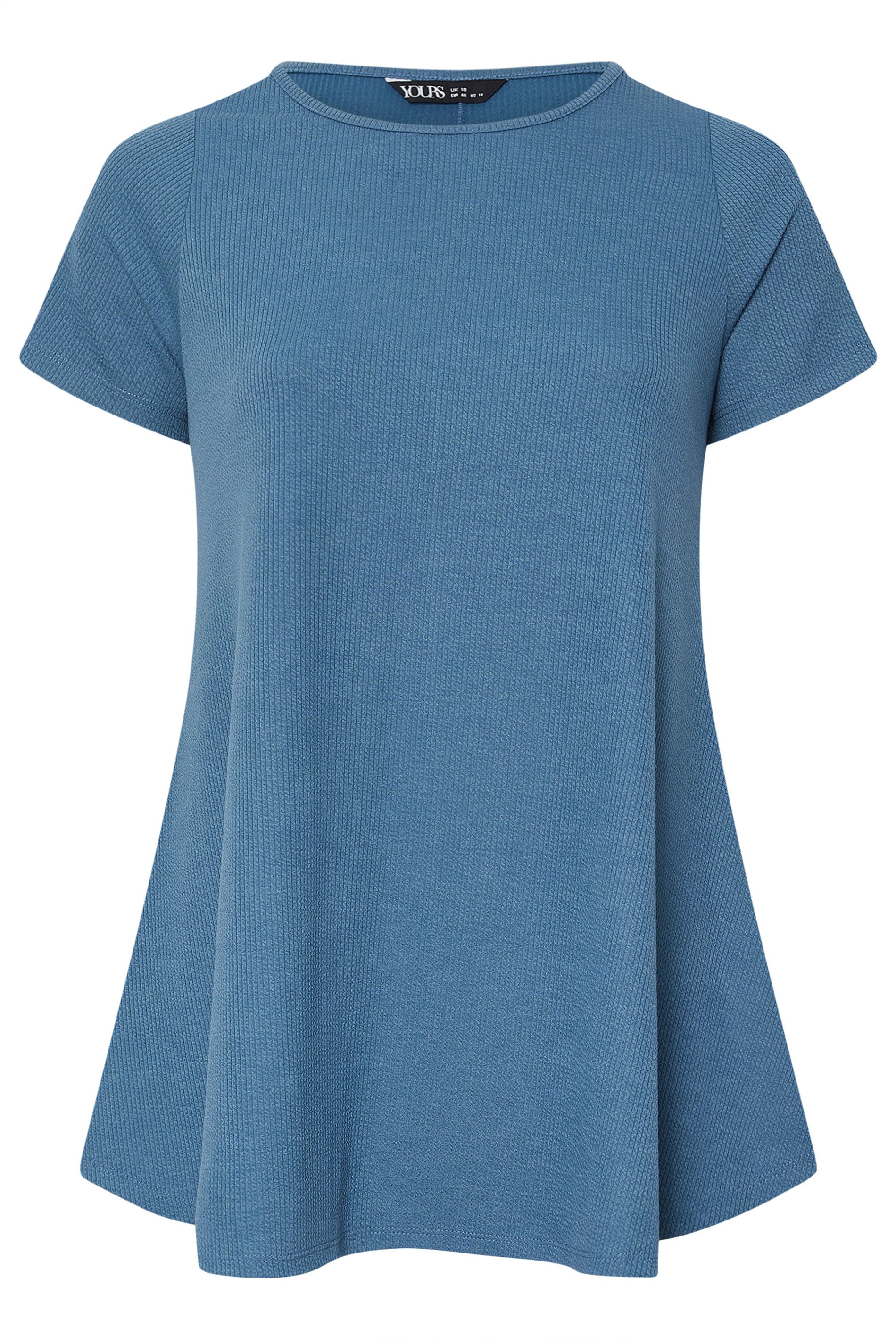 YOURS Plus Size Blue Ribbed Soft Touch T-Shirt | Yours Clothing 5