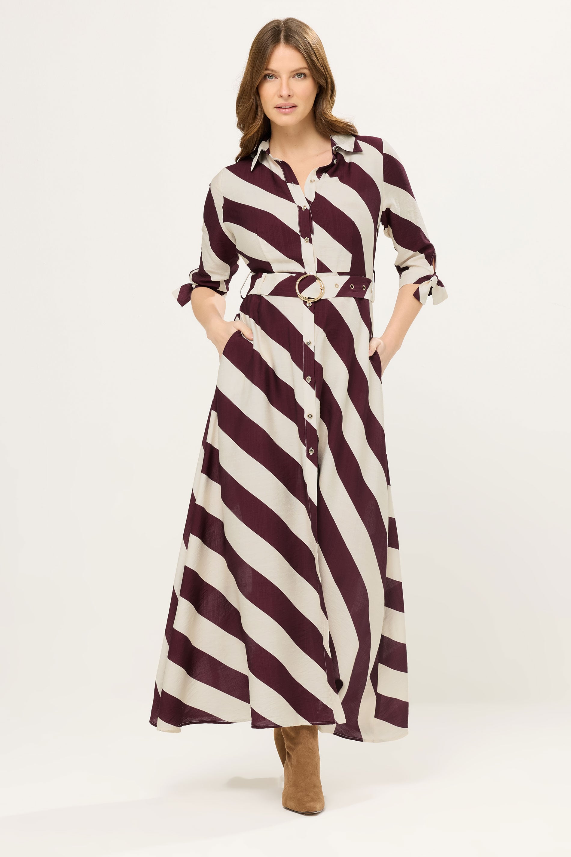 STAR Burgundy Red Stripe Shirt Dress | StarByJM 2